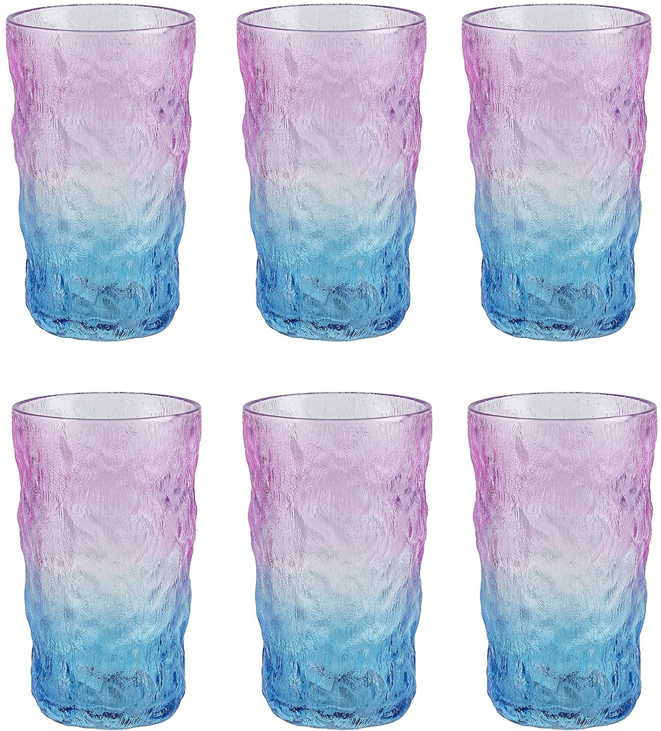 Image of IndusBay (Pack of 6) 6 Pcs Pink Glacier water Juice Cocktail Glass Set Glass Set Water /Juice Glass (305 ml, Glass, Multicolor)