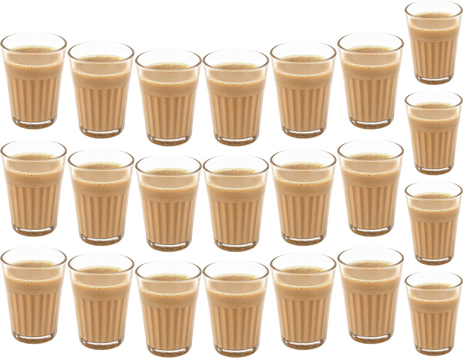 AAMU MOON (Pack of 24) Cutting Tea Glass for Home, Milk, Coffee, Espresso Glass for Restaurant & Dhabas Glass Hot Beverage Glass