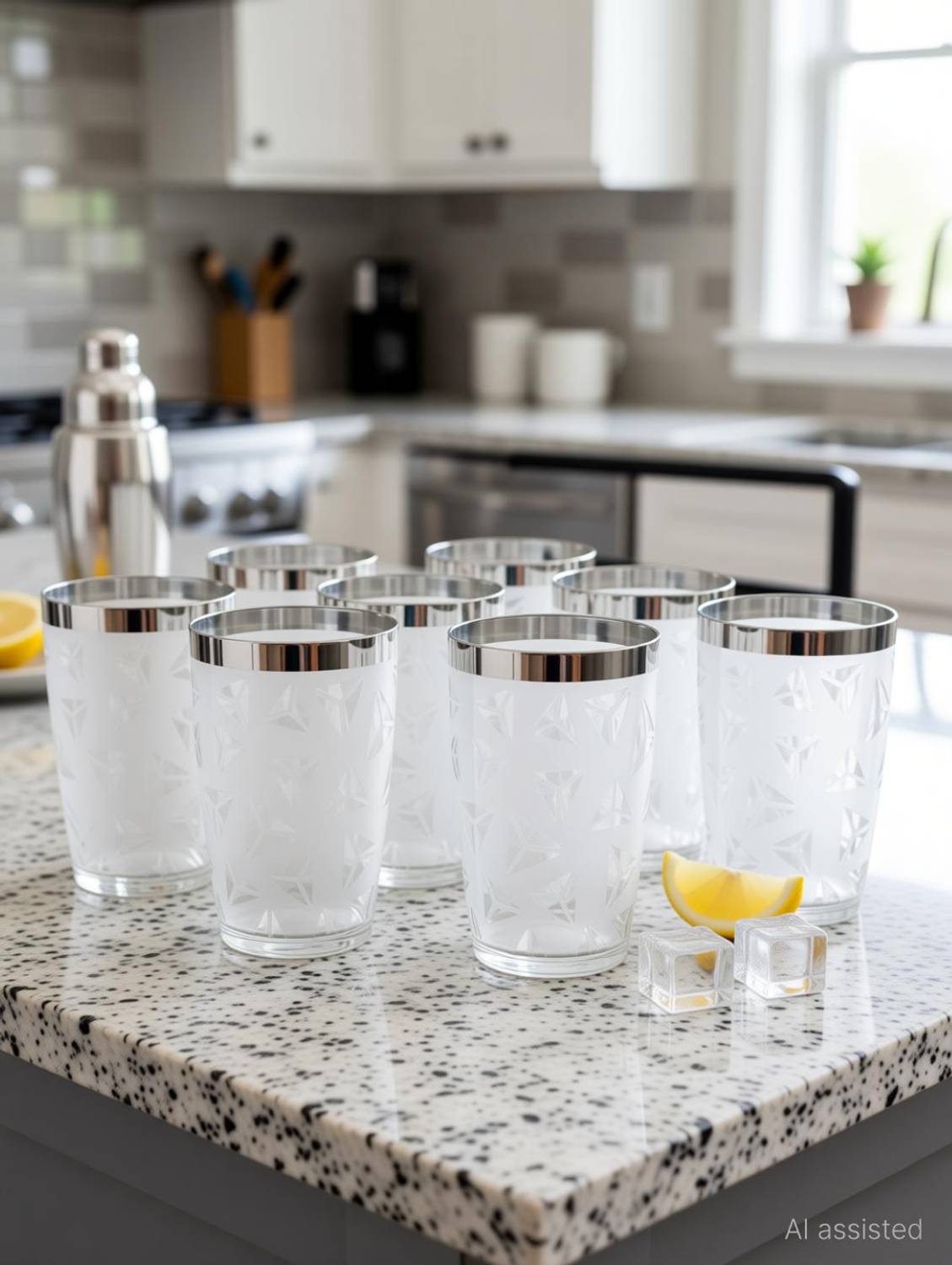 SKYHEART (Pack of 8) PrismGlass_8clear Glass Set Water/Juice Glass
