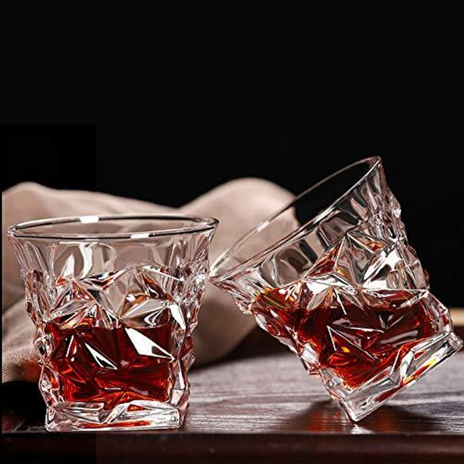 Image of b7 Creations Diamond Crystal Cut Whiskey Glassess Glass Whisky Glass