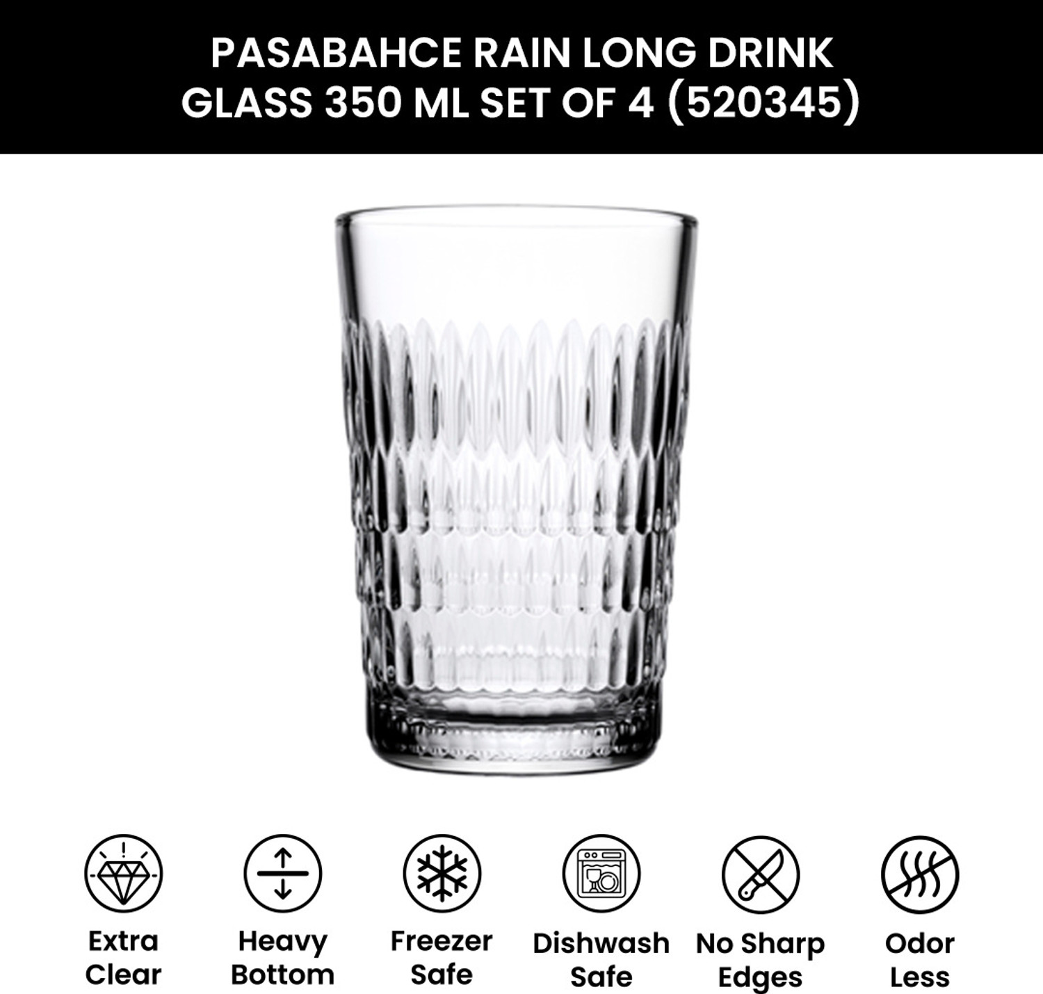 Image of PASABAHCE (Pack of 4) 1204823GP4 Glass Set Water /Juice Glass