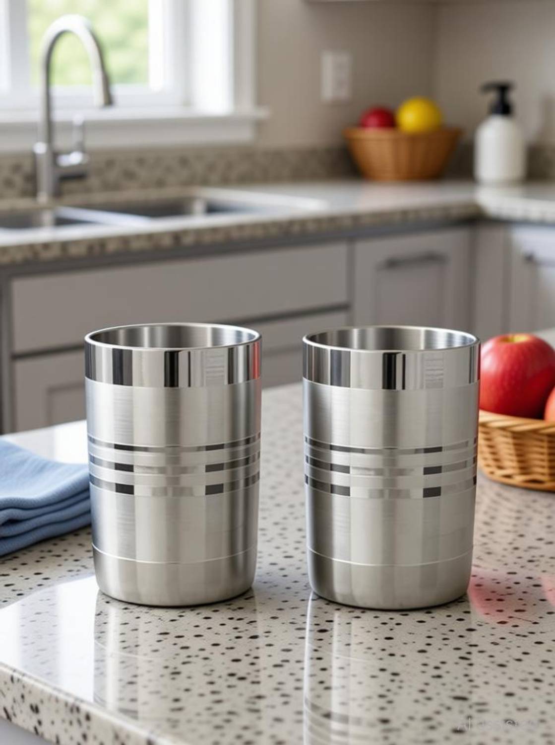 GALOOF (Pack of 2) stainless steel glass set of 2 Glass Set Water/Juice Glass