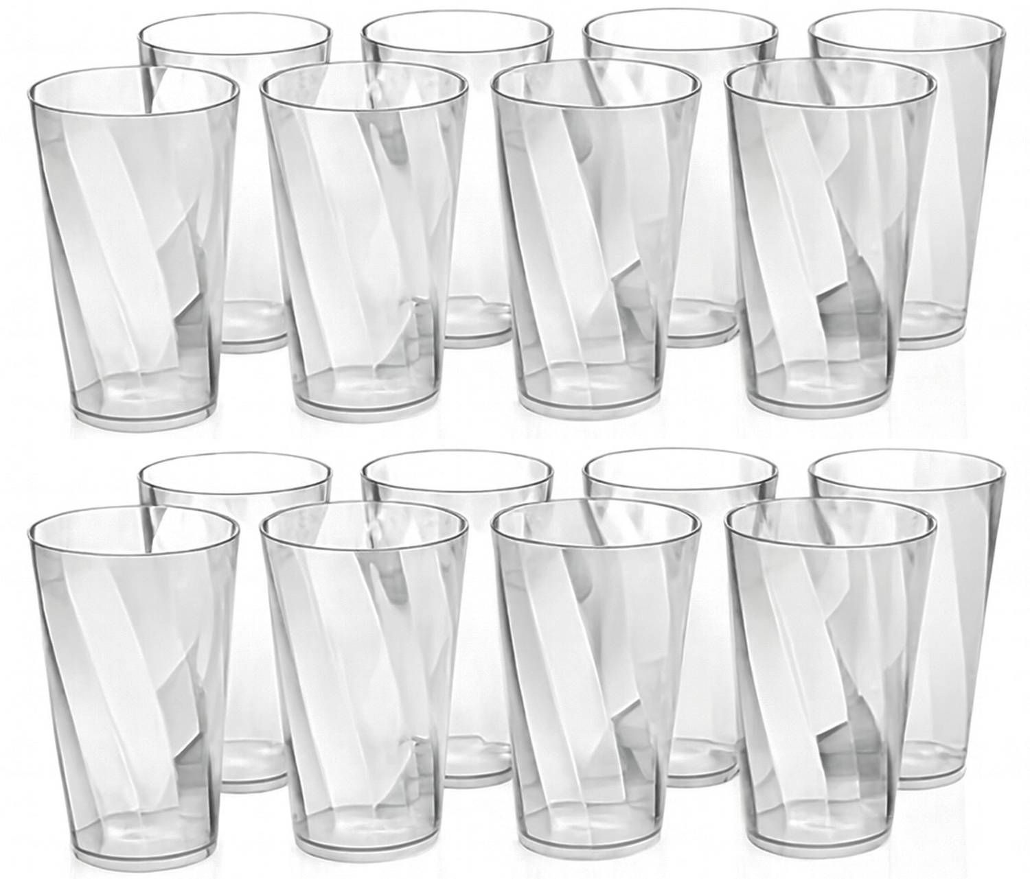 Flipkart SmartBuy (Pack of 16) Twister Plastic Drinking Water Glasses for Home Kitchen Glass Set Water/Juice Glass