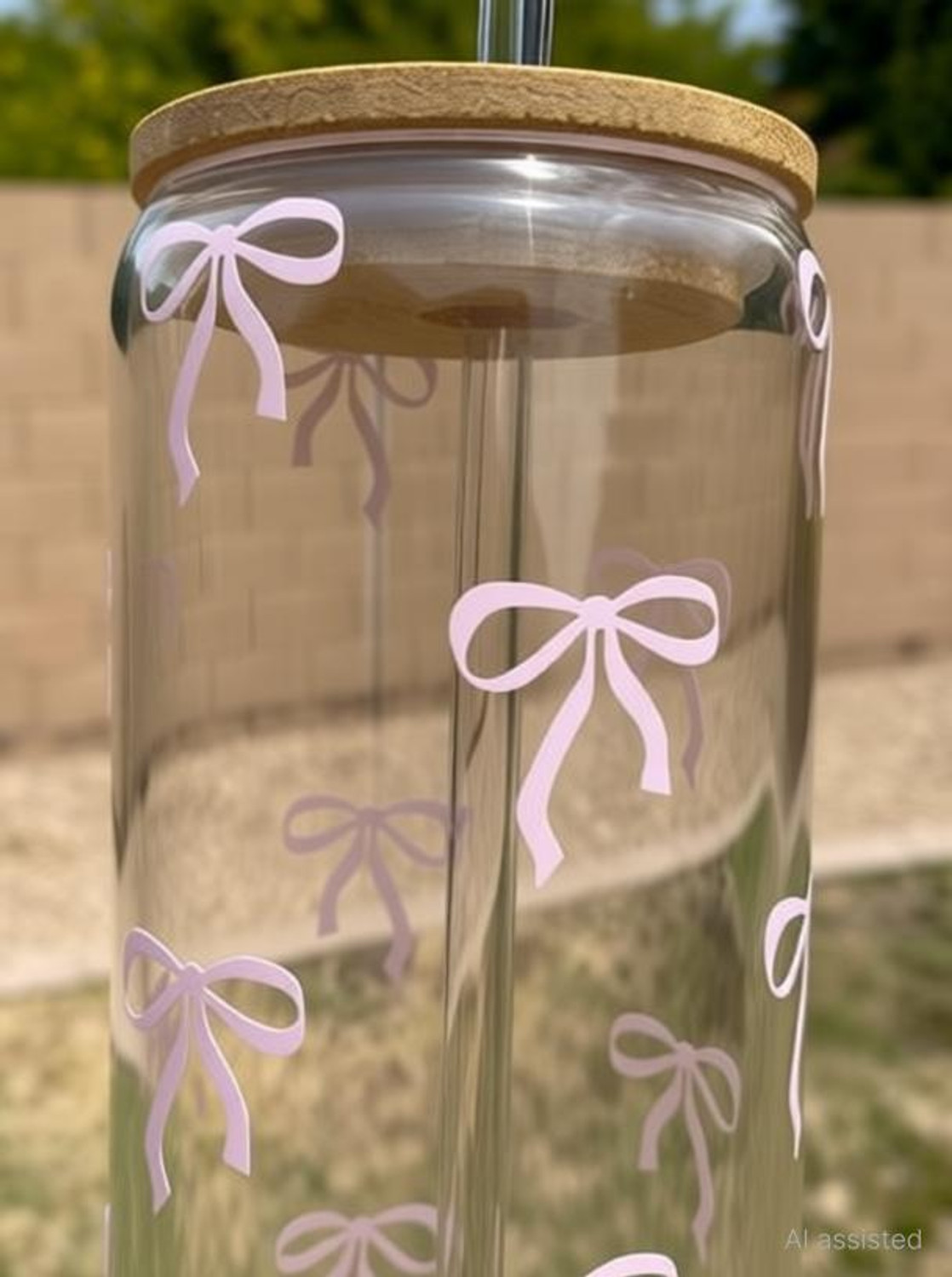Image of Tiny Treasure PINK BOW Glass Water /Juice Glass