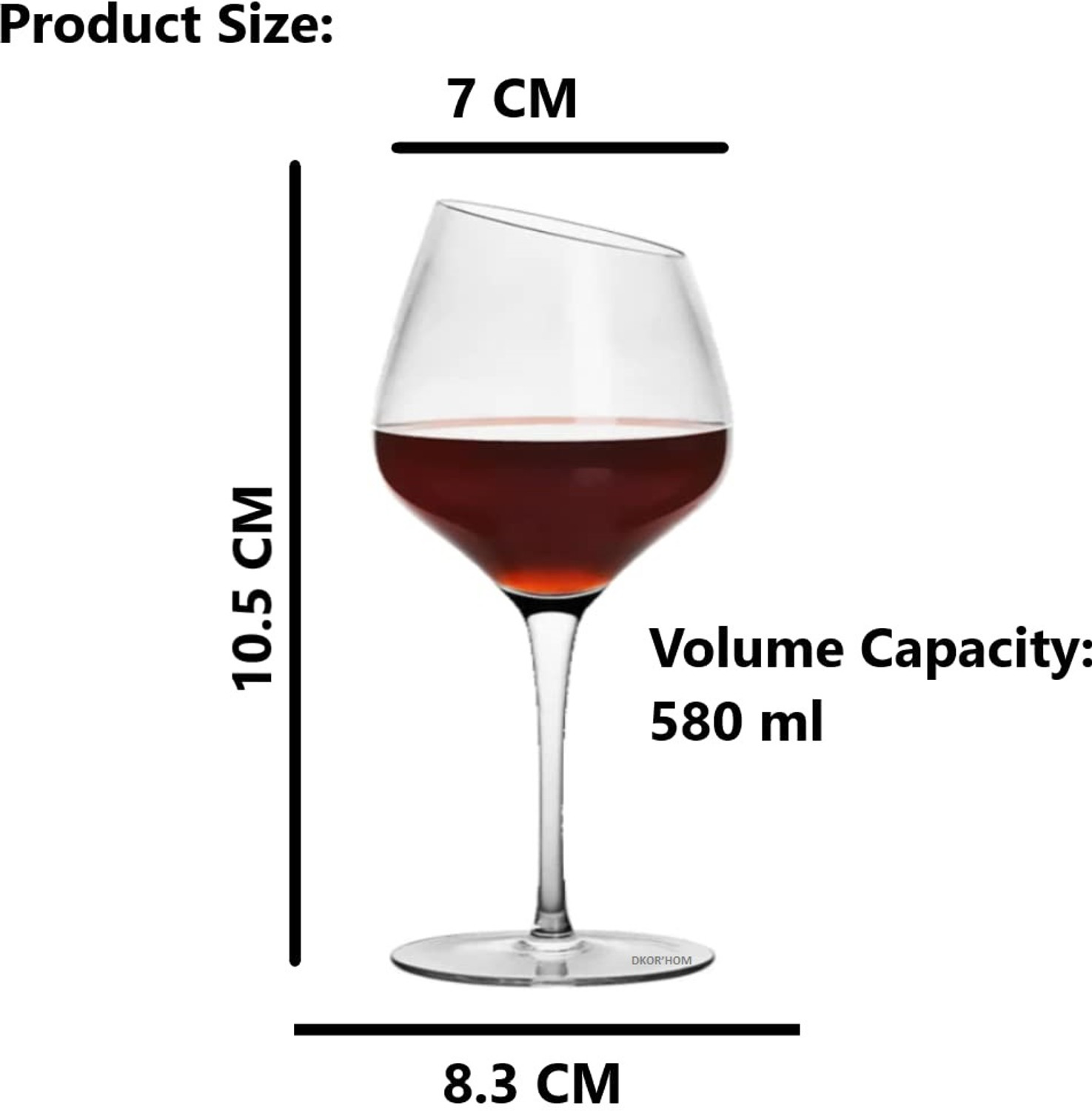 Image of DKOR'HOM (Pack of 2) Crystal Clear Stem Short Steam Lead Free Wine Glass Drinkware Kitchen Dining Glass Set Wine Glass