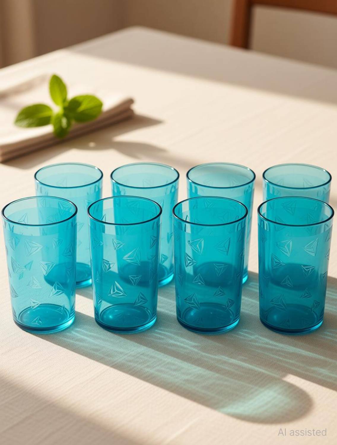 CENTUREUM (Pack of 8) 100% UNBREAKABLE Prism Water Juice Drinking Glasses Set Of 8 For Kitchen Glass Set Water/Juice Glass