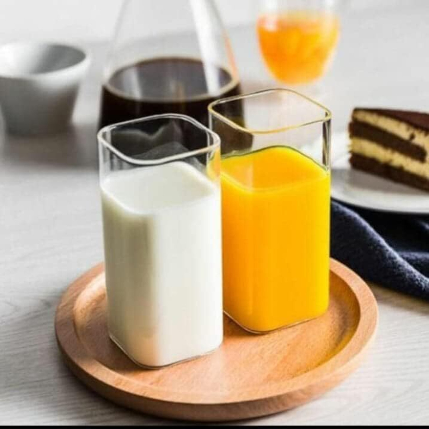 Image of GREATZON (Pack of 6) Square Borosilicate Glasses Tumblers for Juice, Water, Beer, and Cocktails Glass Set Water /Juice Glass
