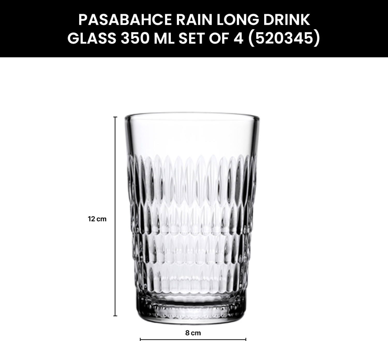 Image of PASABAHCE (Pack of 4) 1204823GP4 Glass Set Water /Juice Glass