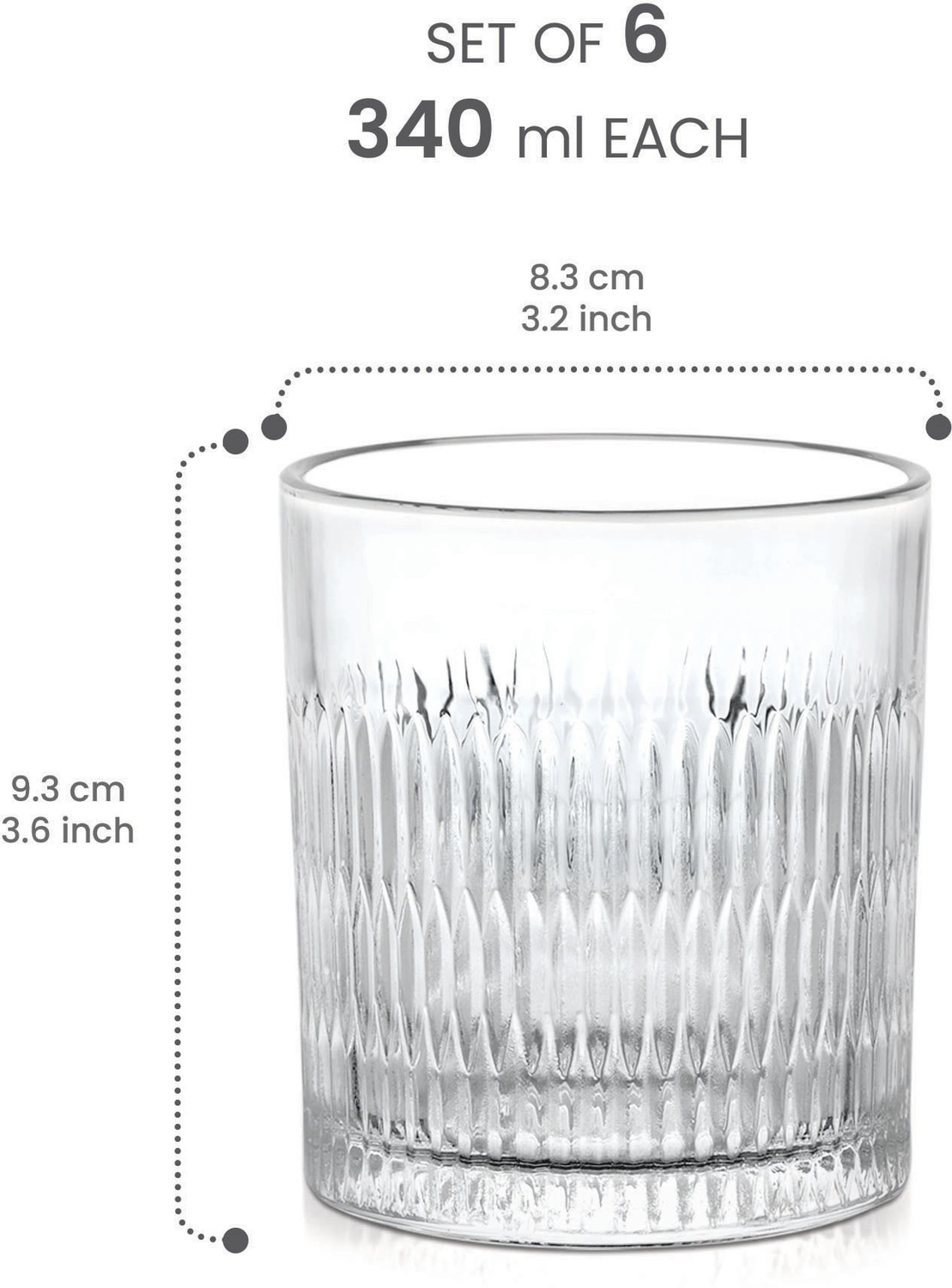 Image of TREO (Pack of 6) CGWFFRT176ASSR0001 Glass Set Whisky Glass