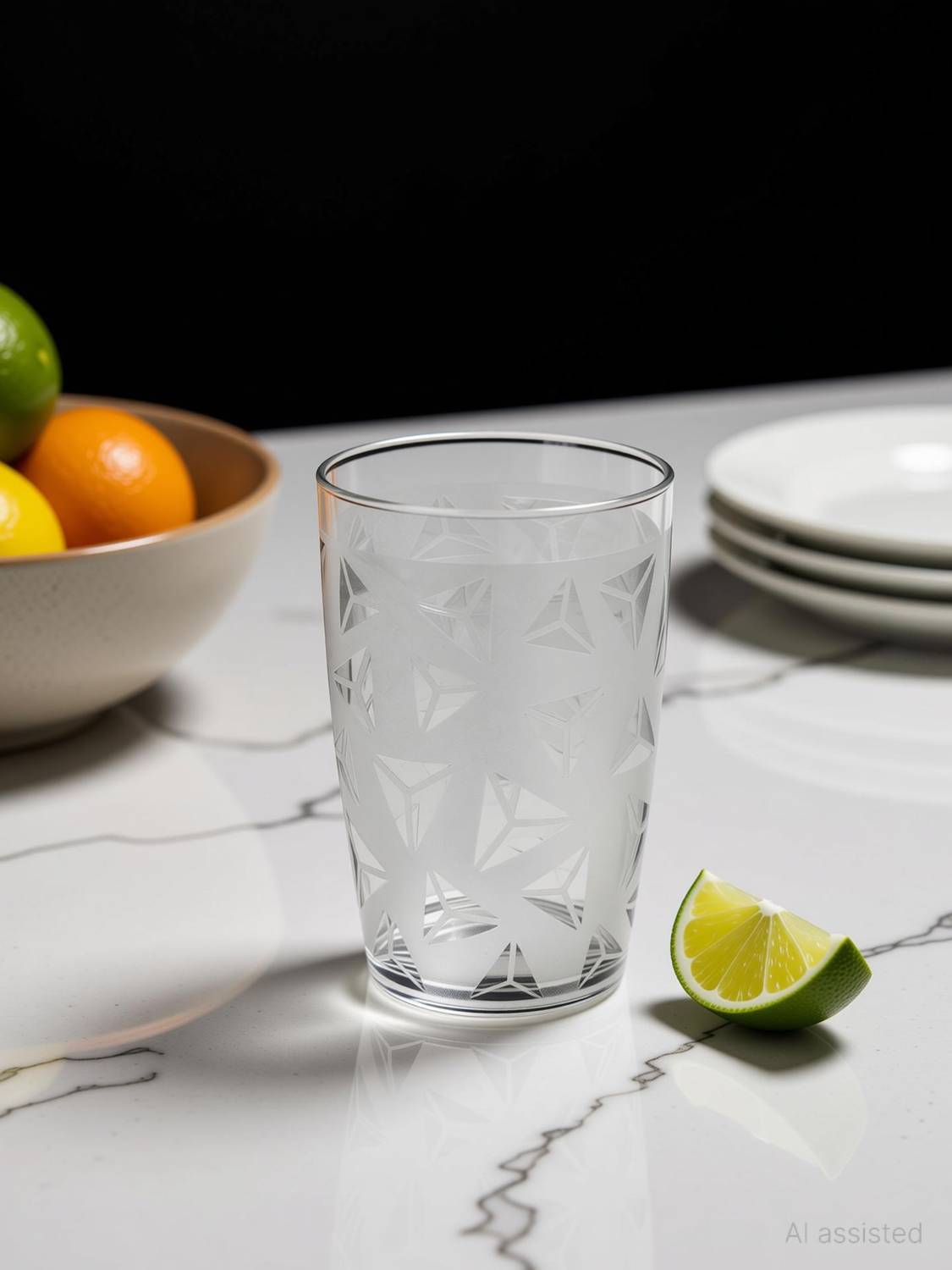BELLERBIRD (Pack of 6) 100% Unbreakable Curved Shape Prism Pattern Glass Set Water/Juice Glass
