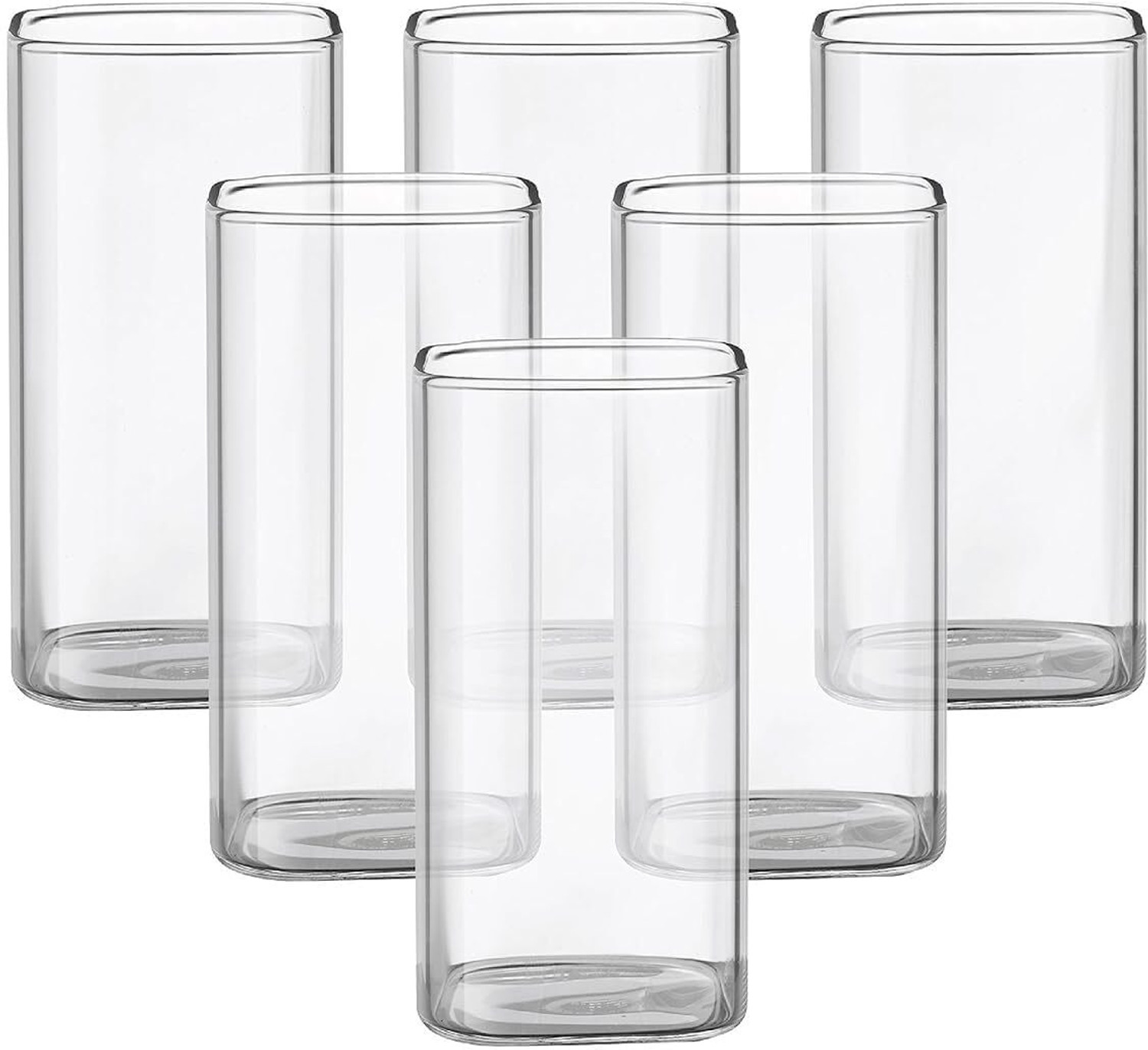 Image of GREATZON (Pack of 6) Square Borosilicate Glasses Tumblers for Juice, Water, Beer, and Cocktails Glass Set Water /Juice Glass