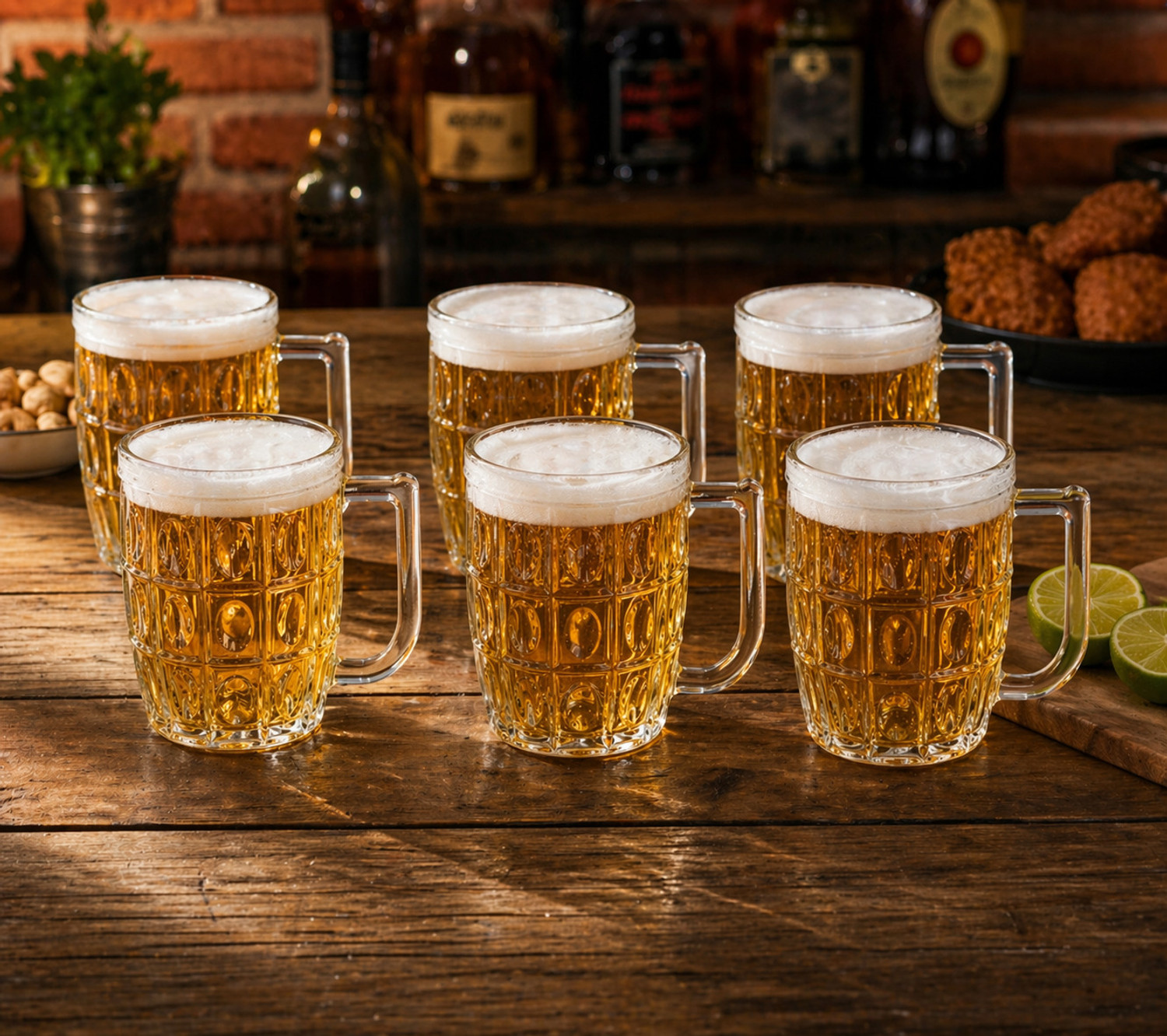 Image of Coziva (Pack of 6) Glass Beer Mug Set of 6 | Heavy Base | Transparent Mugs for Beer & Cold Drinks Glass Set Beer Glass
