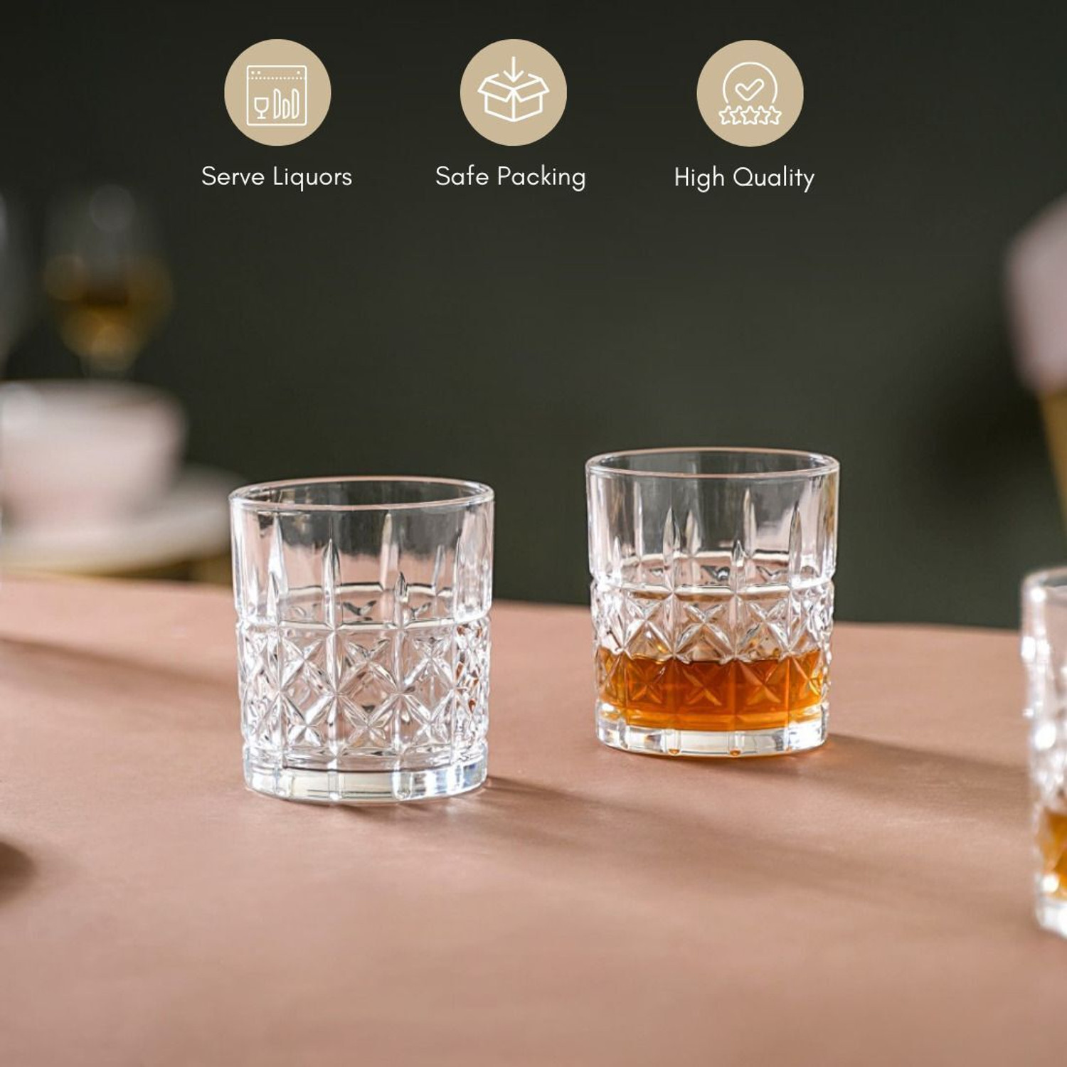 Image of Nestasia (Pack of 6) YPGP148G11 Glass Set Whisky Glass (300 ml, Glass, Clear)