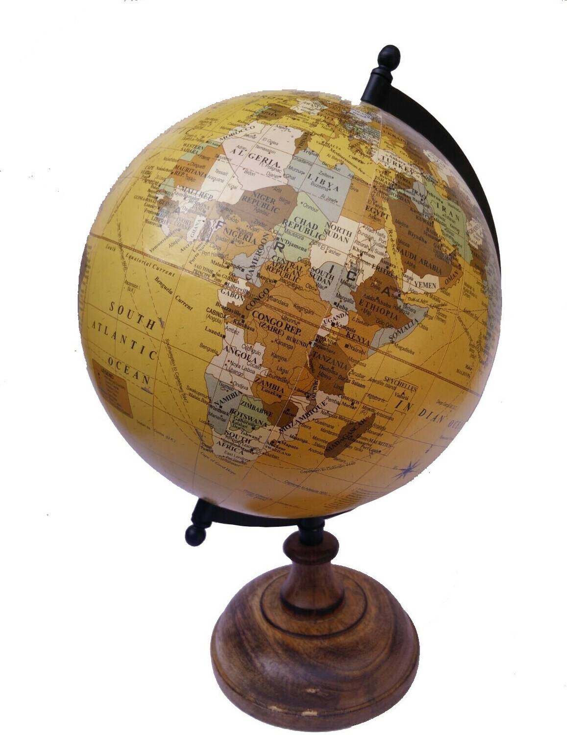 GlobeCraft Yellow Ocean Multicolor Antique Look Desk & Table Top Political World Globe