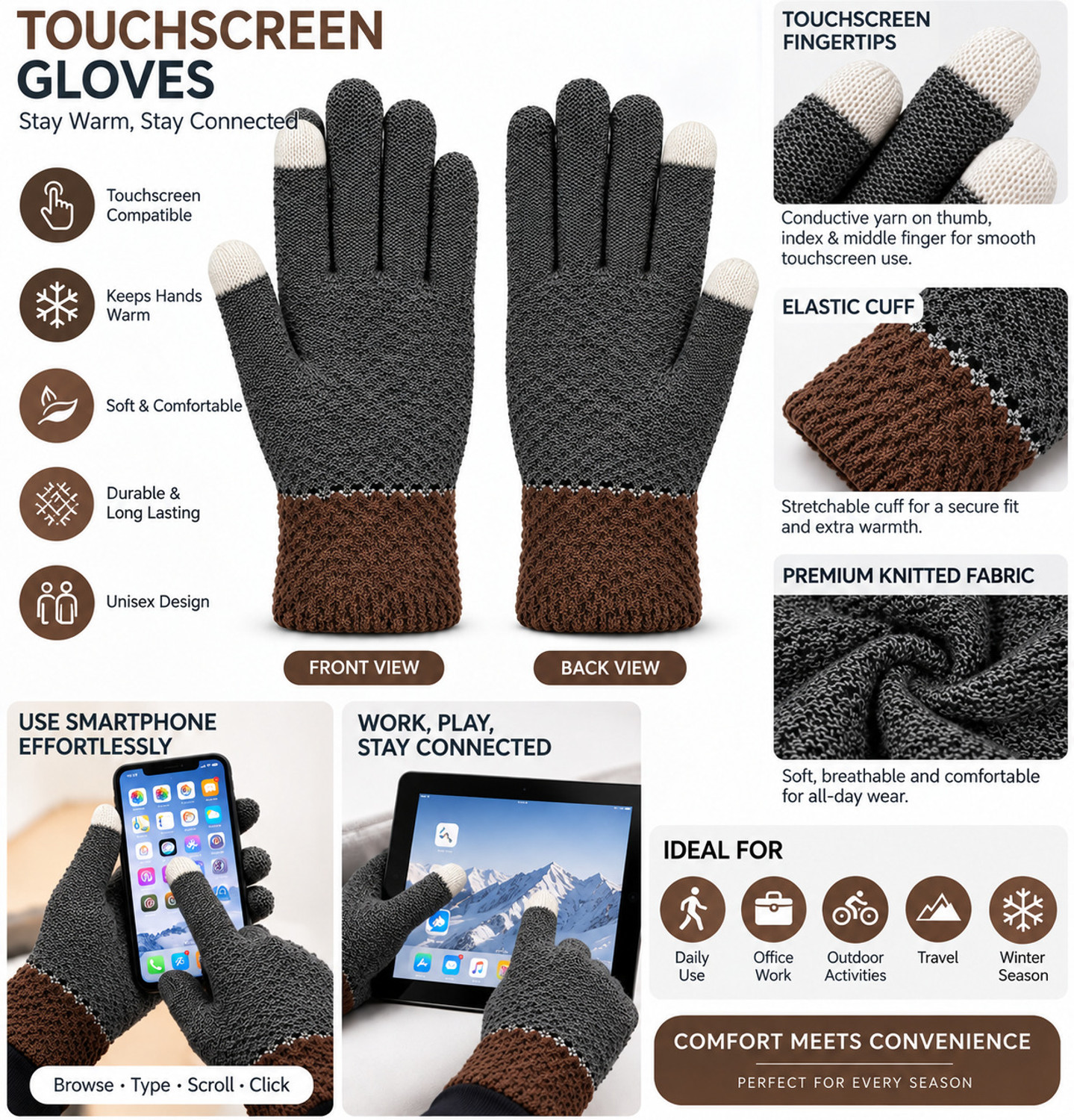 Image of AVNOUR Woven Winter Men & Women Gloves