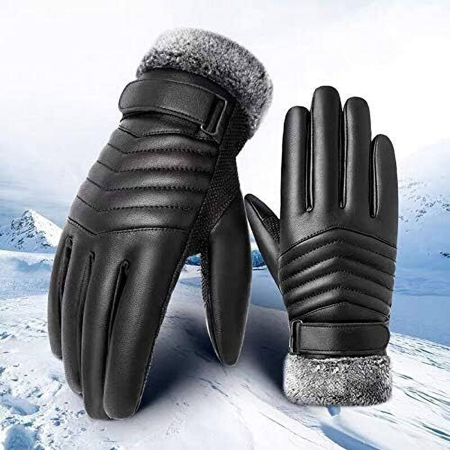 AlexVyan Winter Riding Gloves with Fleece Lining for Riding, Touch Screen Function Driving Gloves