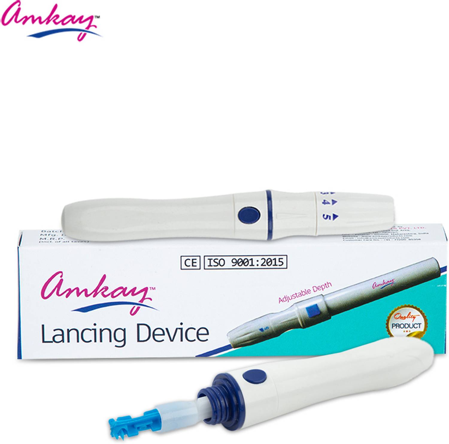 amkay Latex-Free Glucometer Blood Adjustable Lancet Pen Device Glucometer Lancets