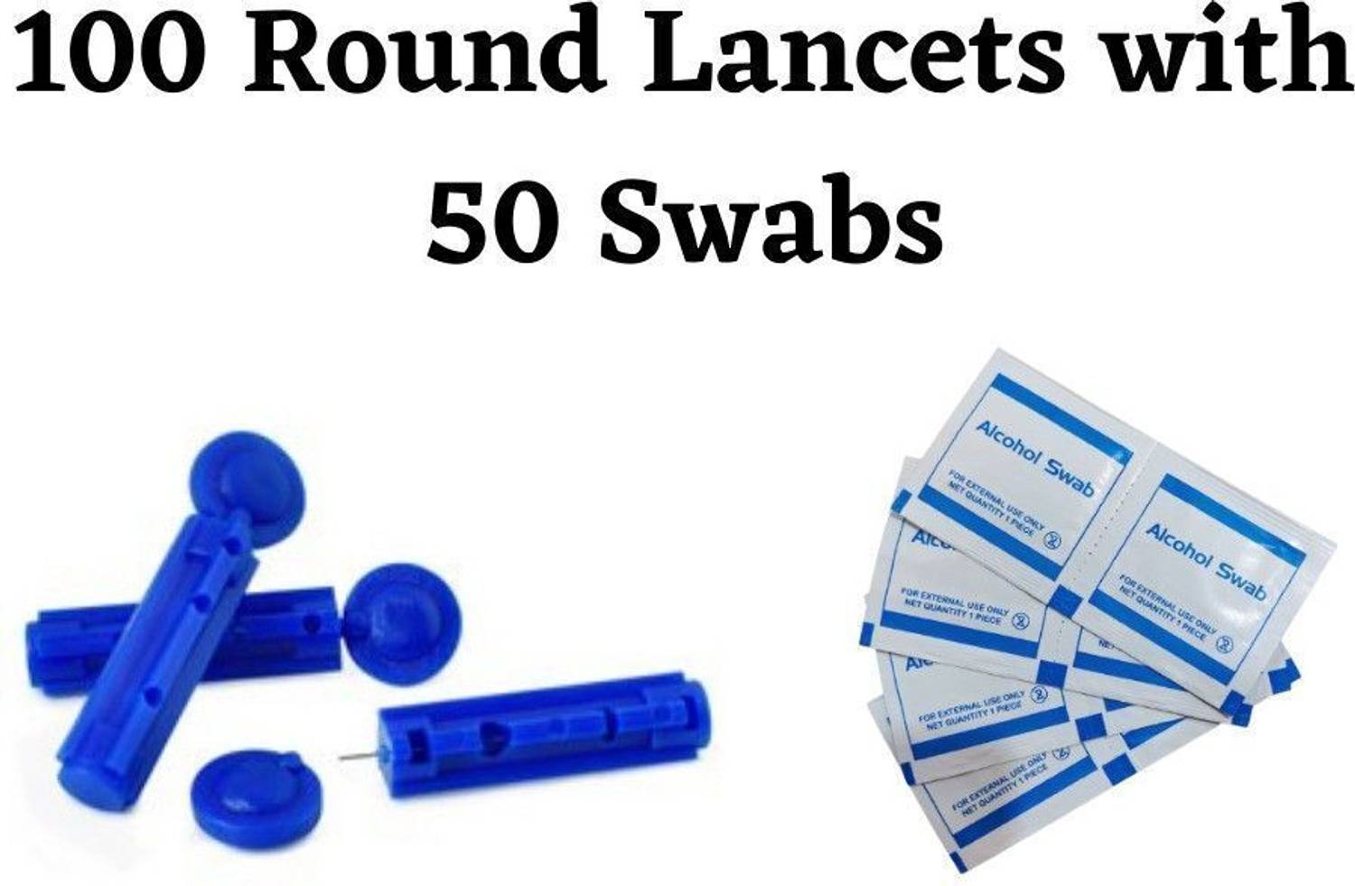 3S 50 Alcohol Swabs & 100 Round Glucometer Lancets