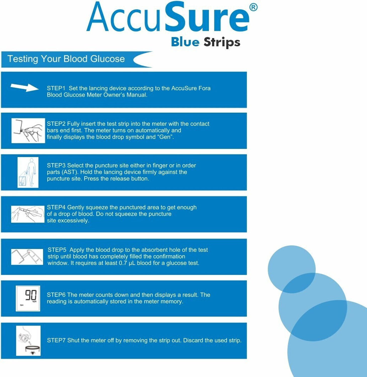 Image of AccuSure Blue Test Strips ,Pack of 1 | 50 Glucometer Strips 50 Glucometer Strips