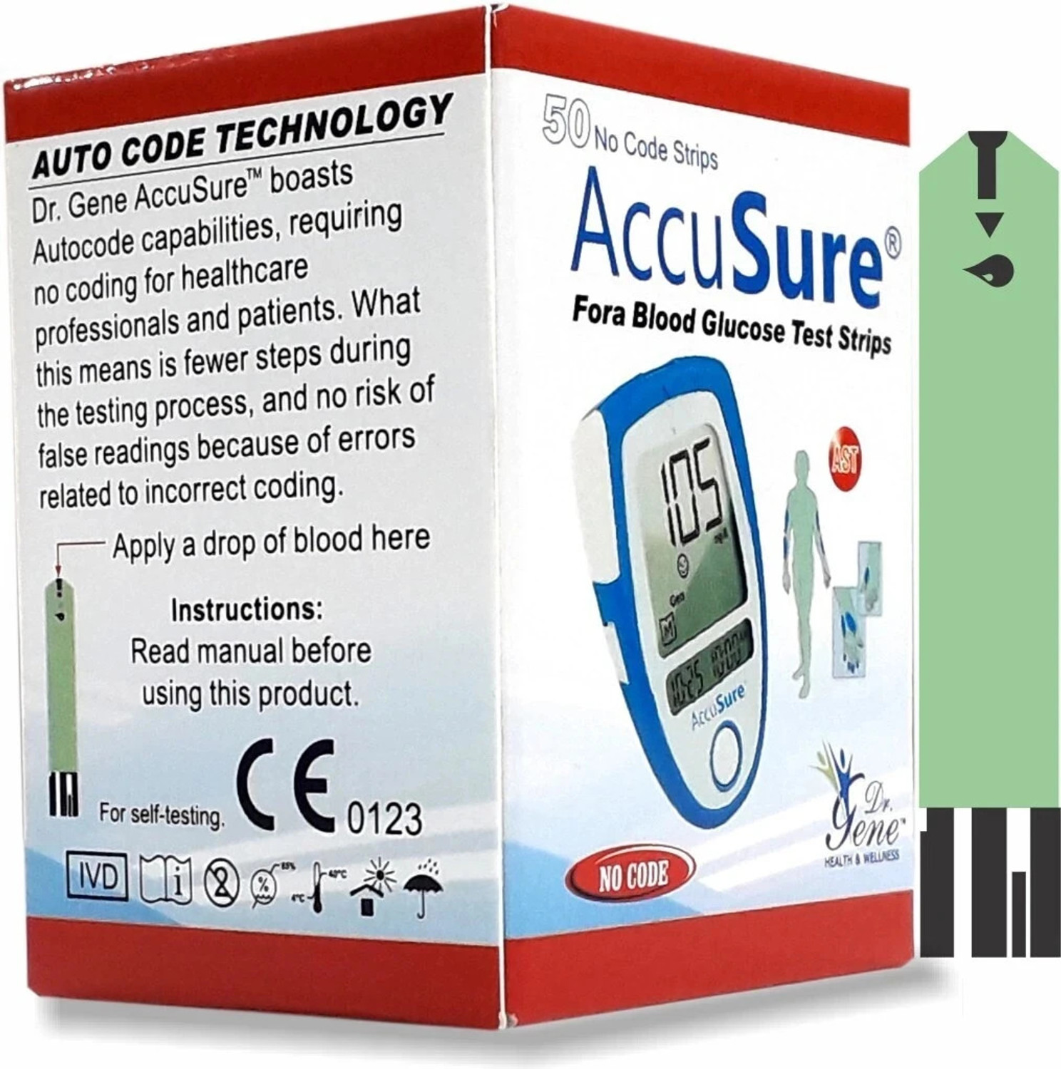 Image of AccuSure Blue Test Strips ,Pack of 1 | 50 Glucometer Strips 50 Glucometer Strips