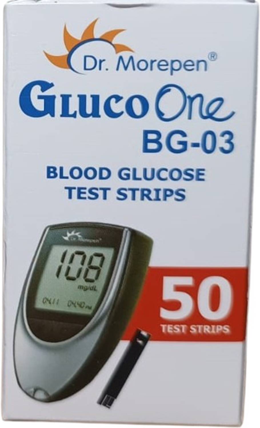 Dr. Morepen GlucoOne BG03 50 Glucometer Strips - Image 1
