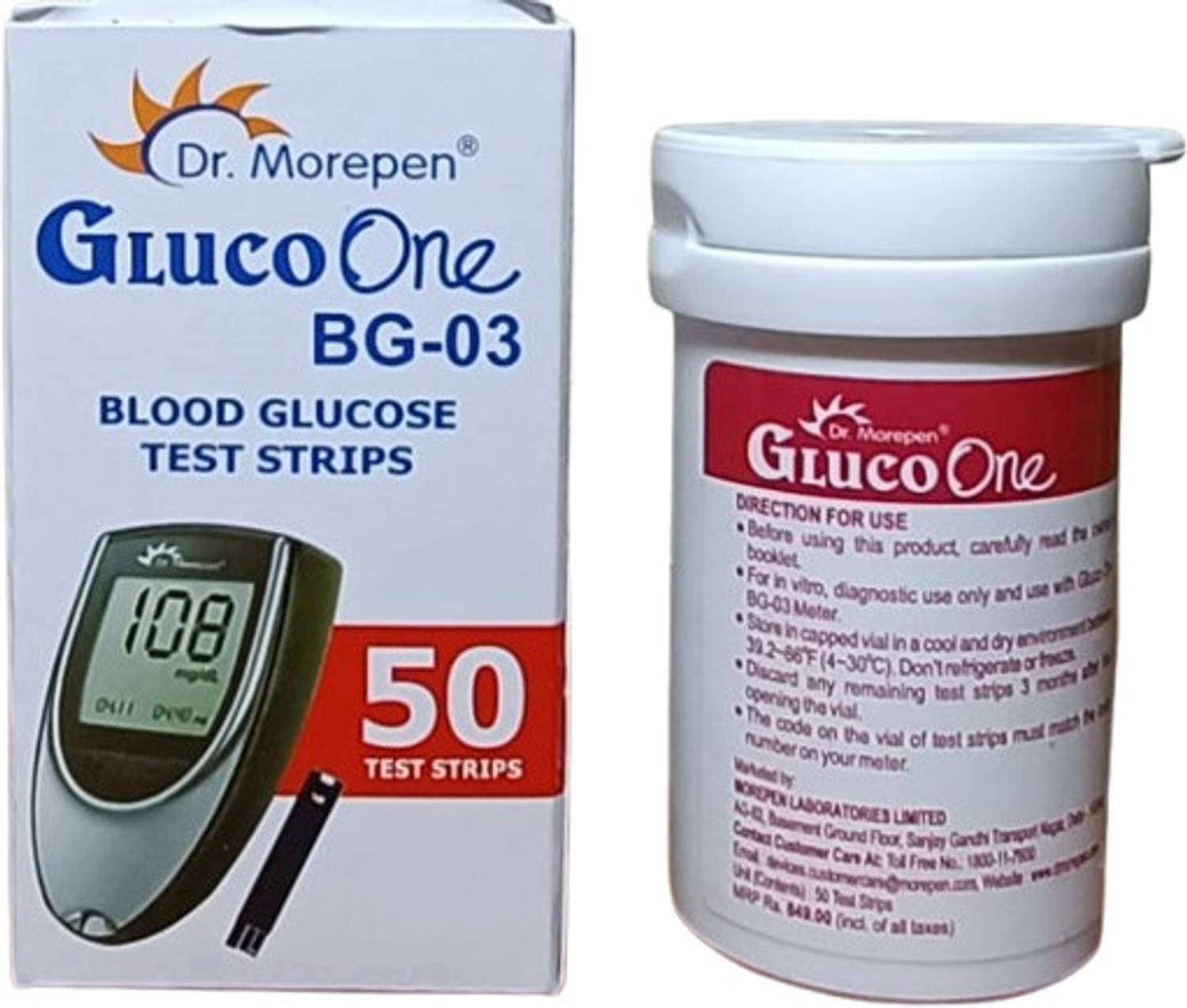 Dr. Morepen GlucoOne BG03 50 Glucometer Strips - Image 2