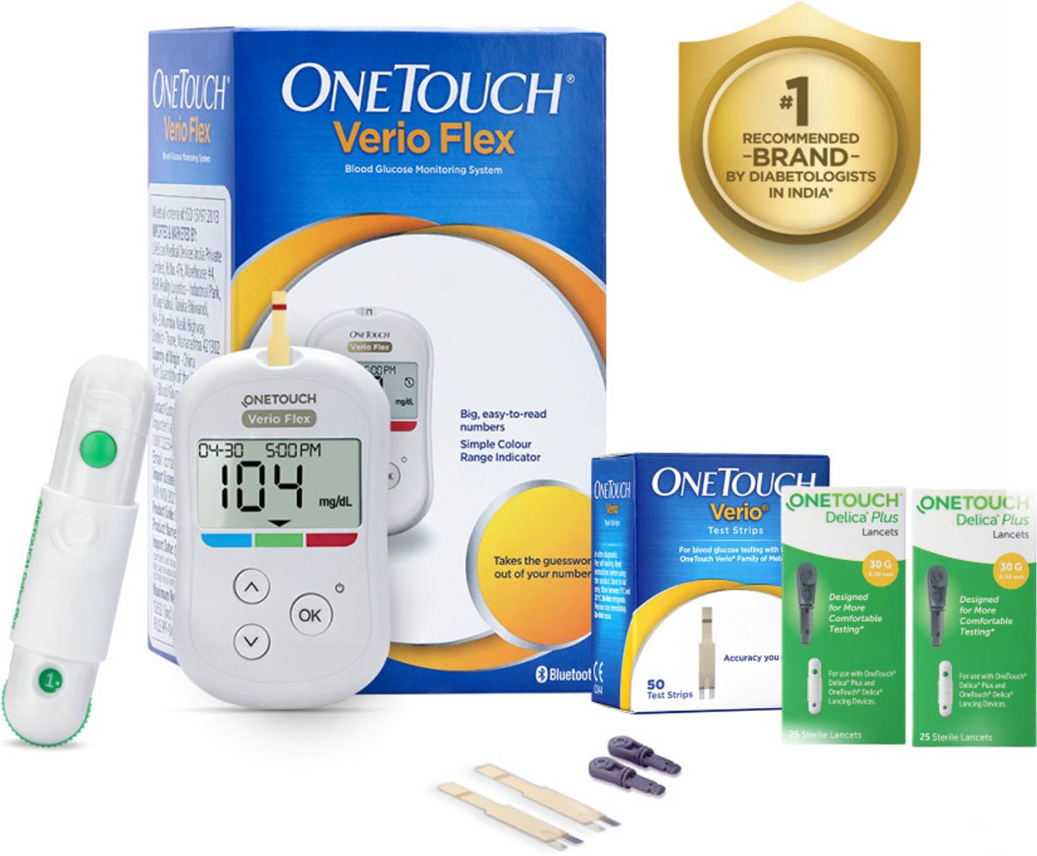 OneTouch Verio Flex Blood Glucose Monitor with 50's Verio strips