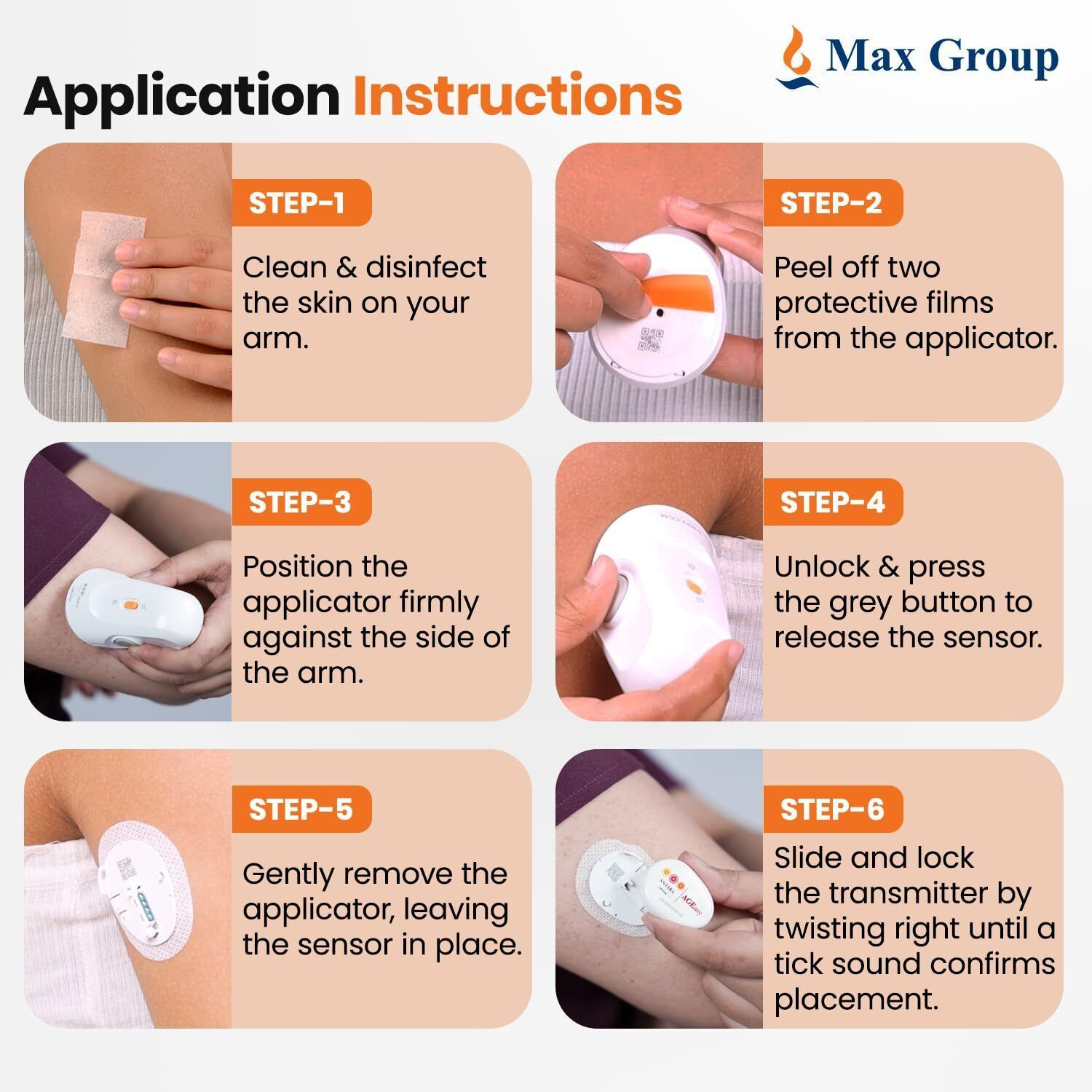 Image of AGEasy (Max Group) CGM Sensor & Transmitter, Continuous Sugar Test Machine Kit-14Days, Glucometer