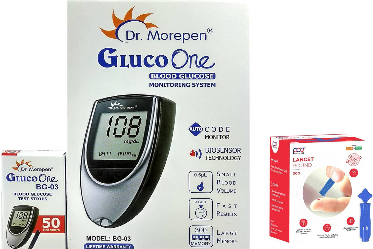 Dr. Morepen bg-03 Glucometer (White)