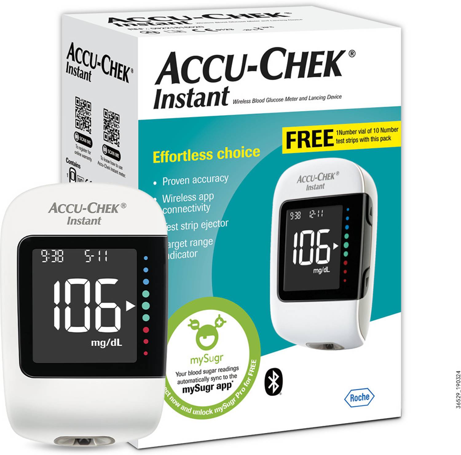ACCU-CHEK Instant (with Bluetooth) Glucometer (White)