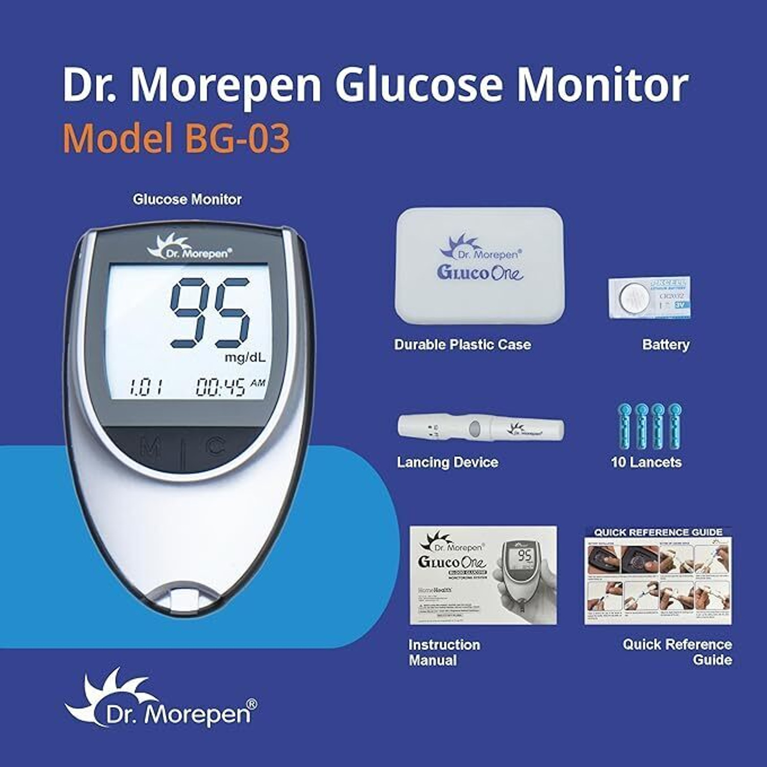 Image of Dr. Morepen Glucometer with 50 Strips and 100 Lancets Glucometer