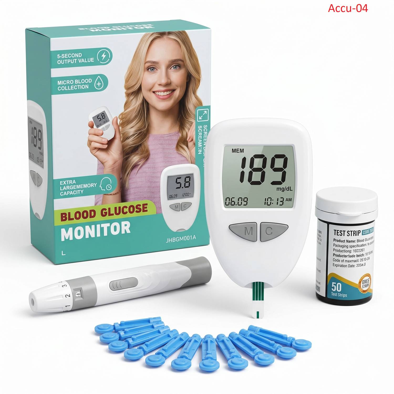 Accutrust Blood Sugar Test Kit Glucometer with 50 Strips & 50 L