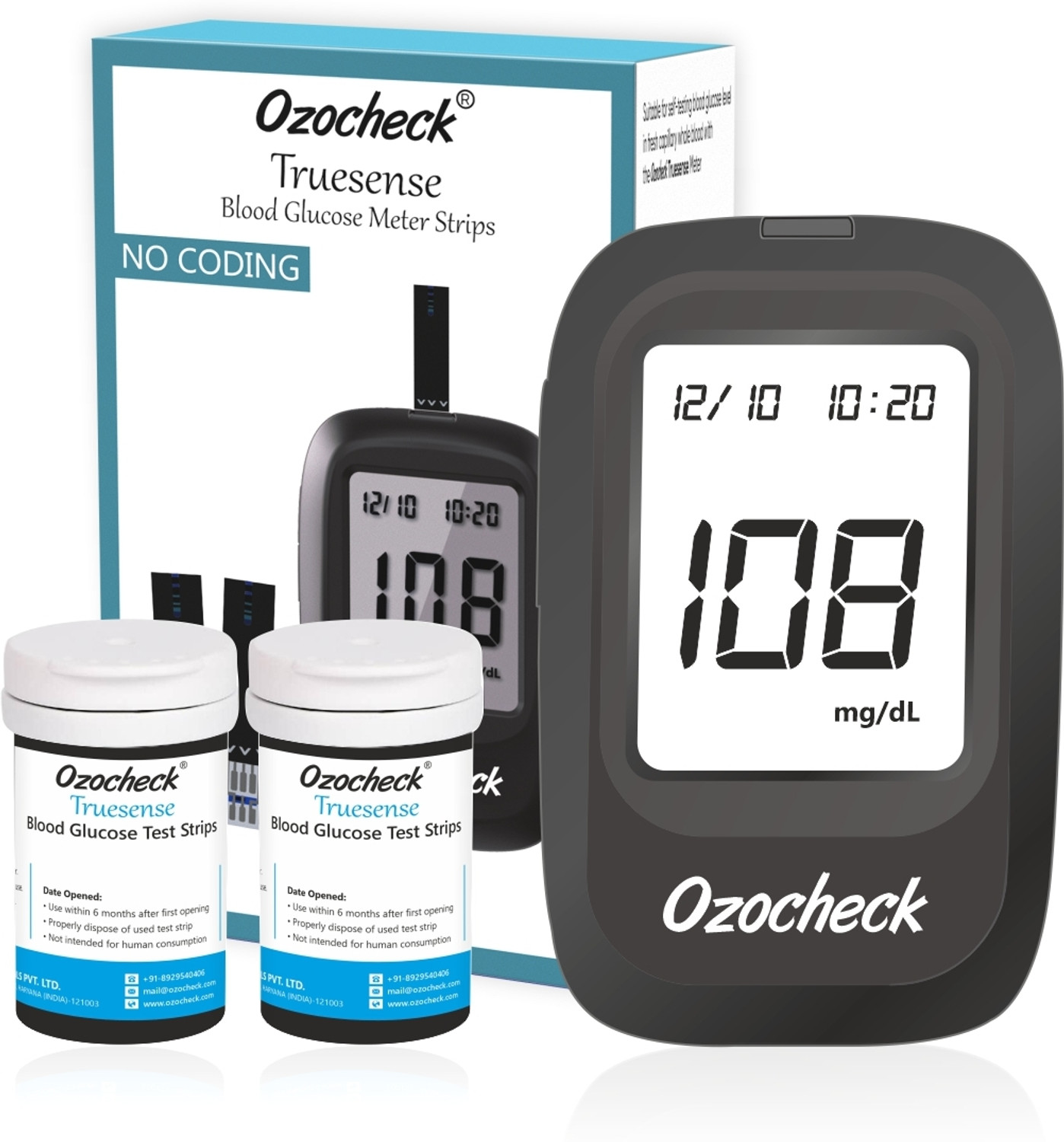 Image of Ozocheck Truesense Fully Automatic Blood Sugar Testing Machine with 100 Strips Glucometer