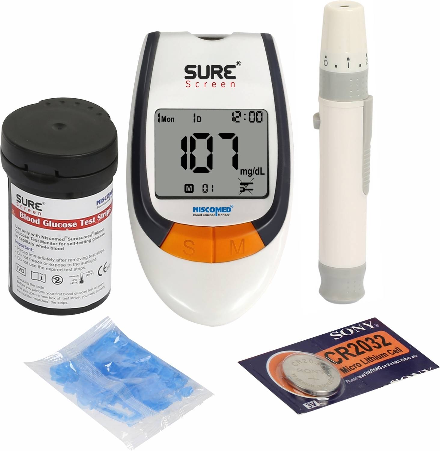 NISCOMED Surescreen Glucose Blood Sugar testing Painfree Monitor