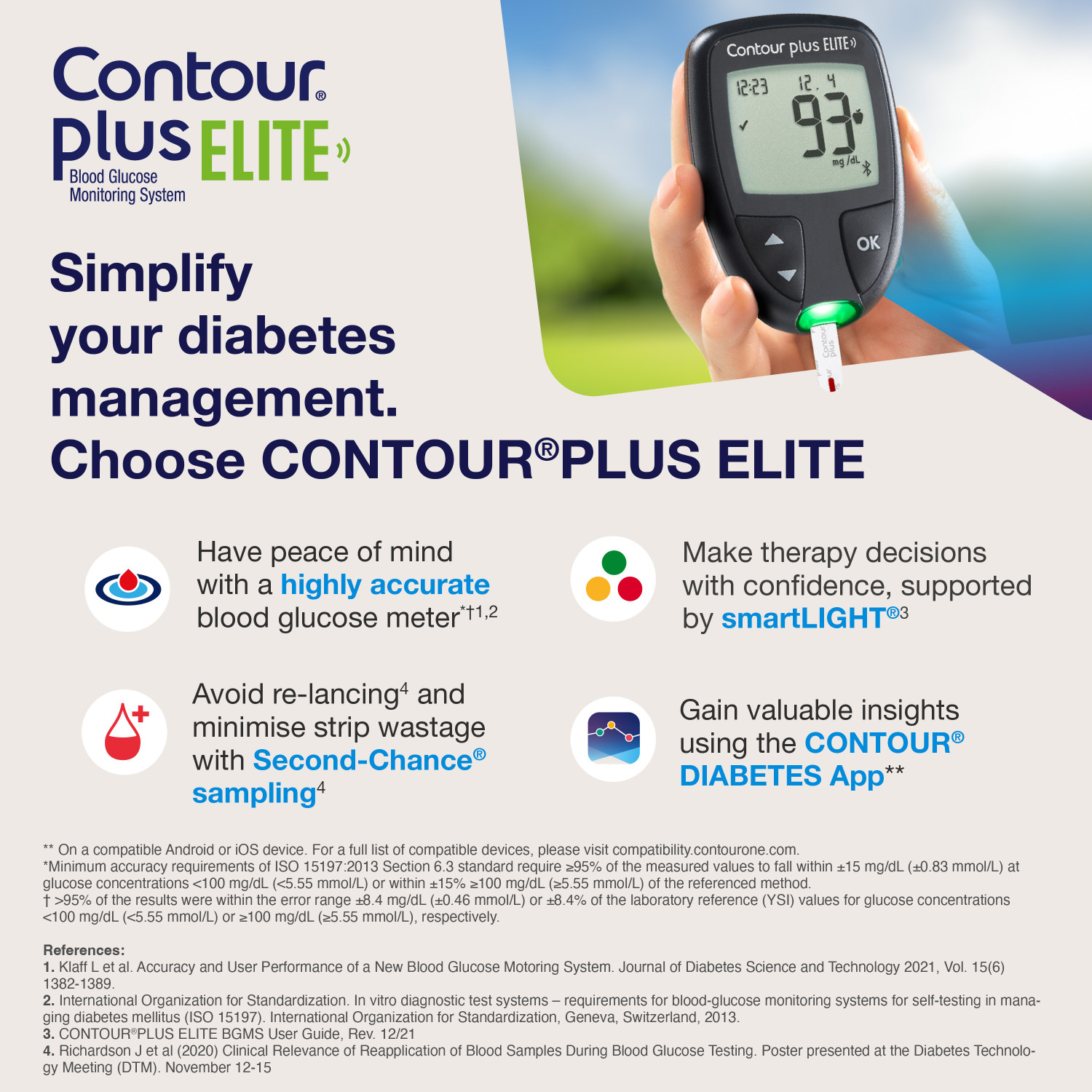 Image of CONTOUR PLUS Elite Glucometer (20 Strips + 5 Lancets + Lancing Device) Durable Glucometer