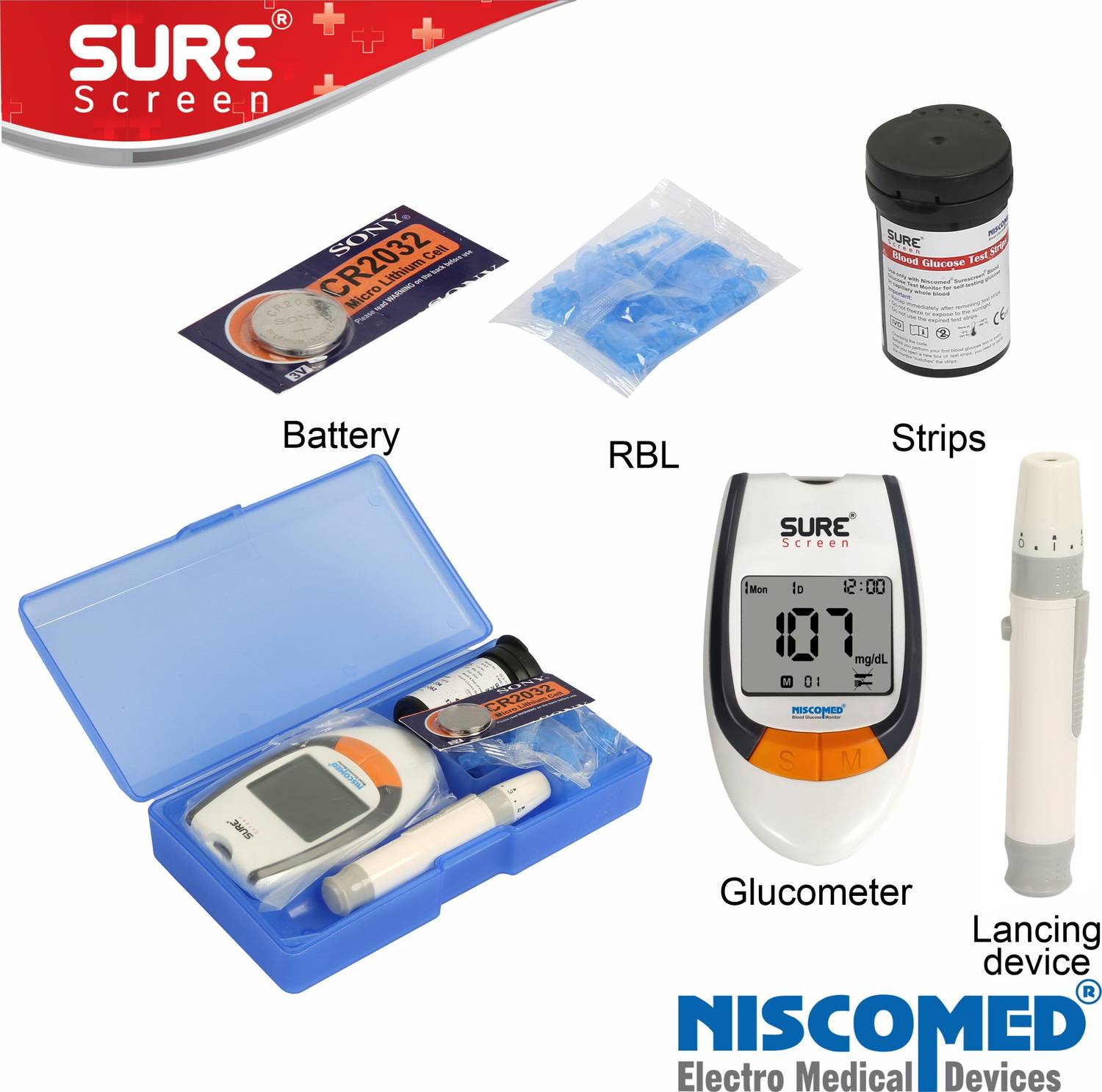NISCOMED Sure screen for Simple & Accurate Blood Sugar testing wi
