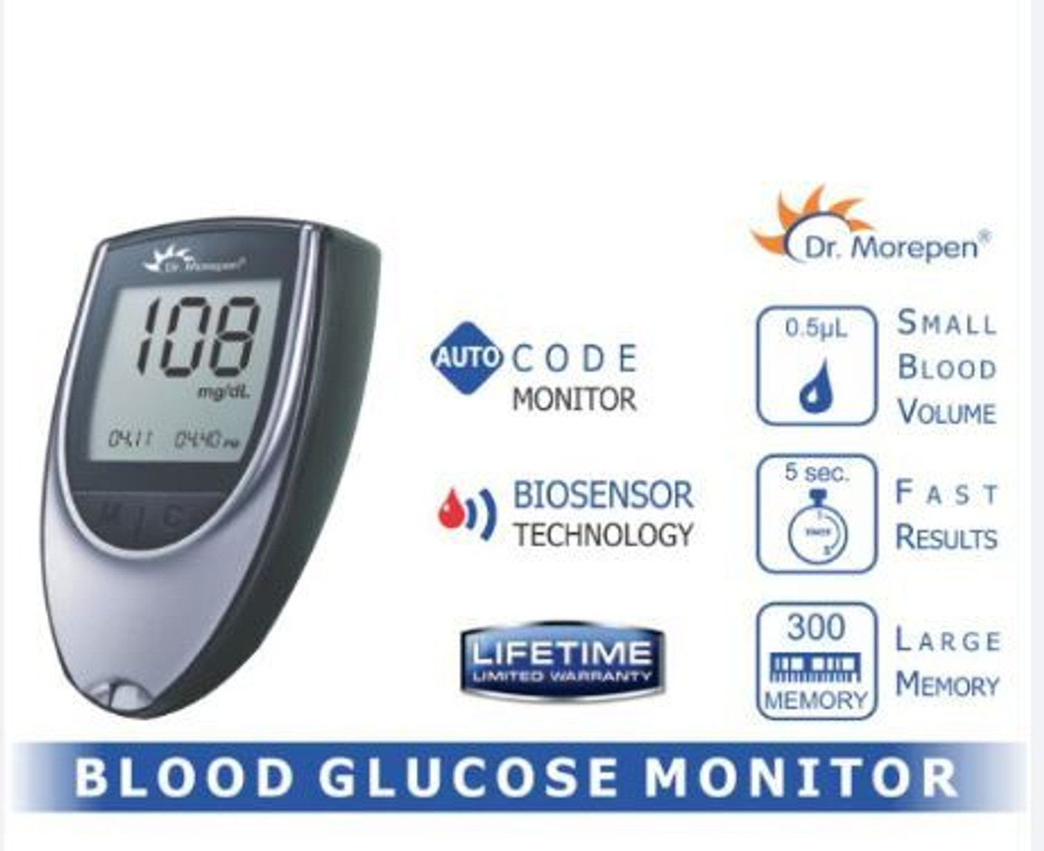 Image of Dr. Morepen BG03 glucometer only strips not available Glucometer
