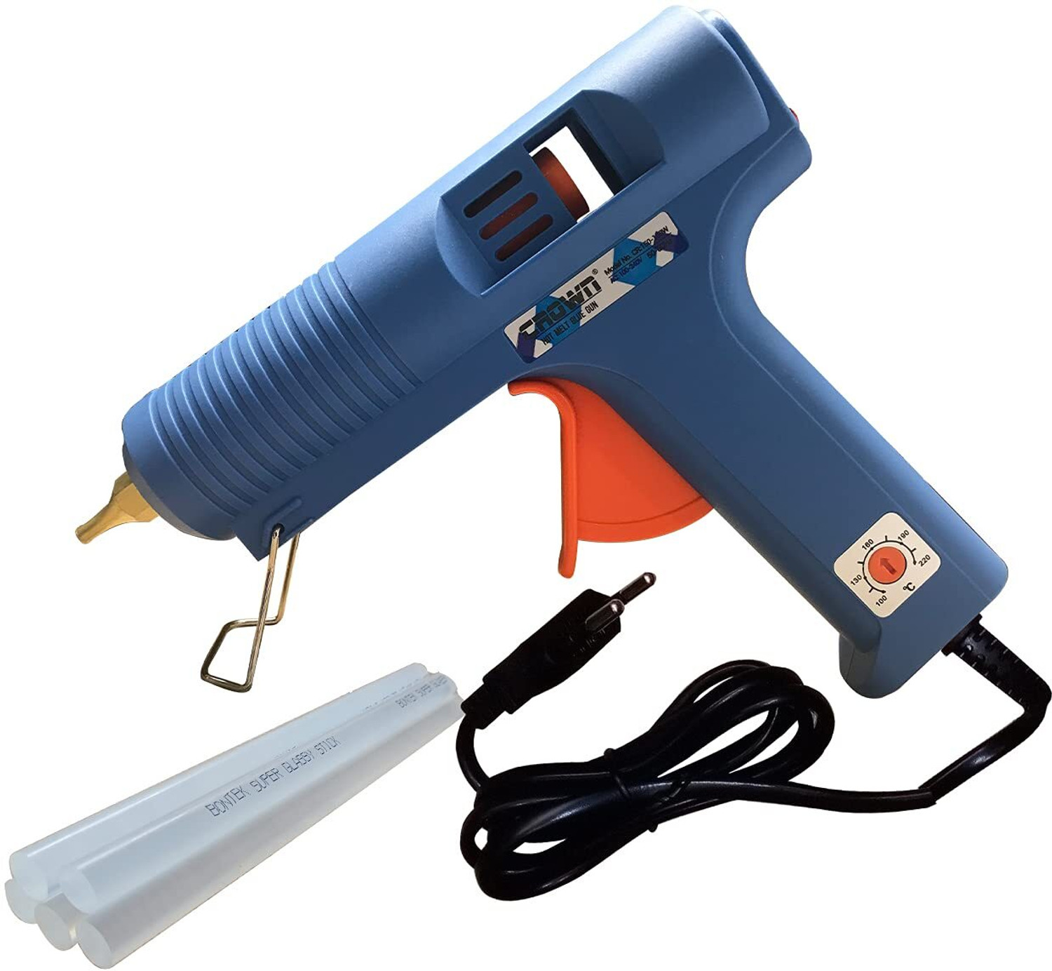 Image of CROWN Blue Glue Gun 150 W Adjustable Temperature Fast Melting with 5 Glue Sticks Adjustable Temperature Corded Glue Gun