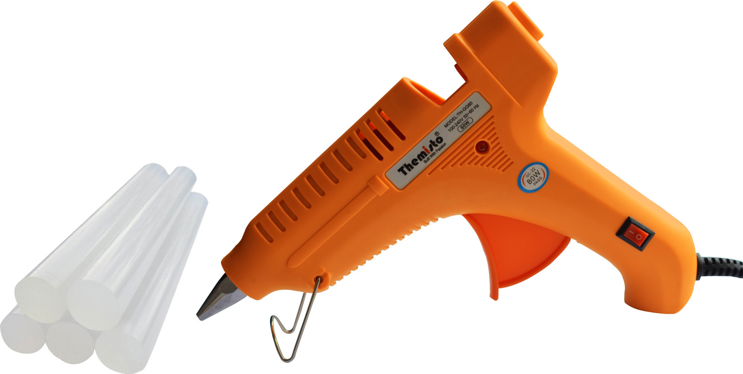 Image of tHemiStO 80W Hot melt Glue Gun with 5 Hot Melt Glue Sticks / With Triple Power Rapid Heating and Quick Melt Y80T05 Standard Temperature Corded Glue Gun