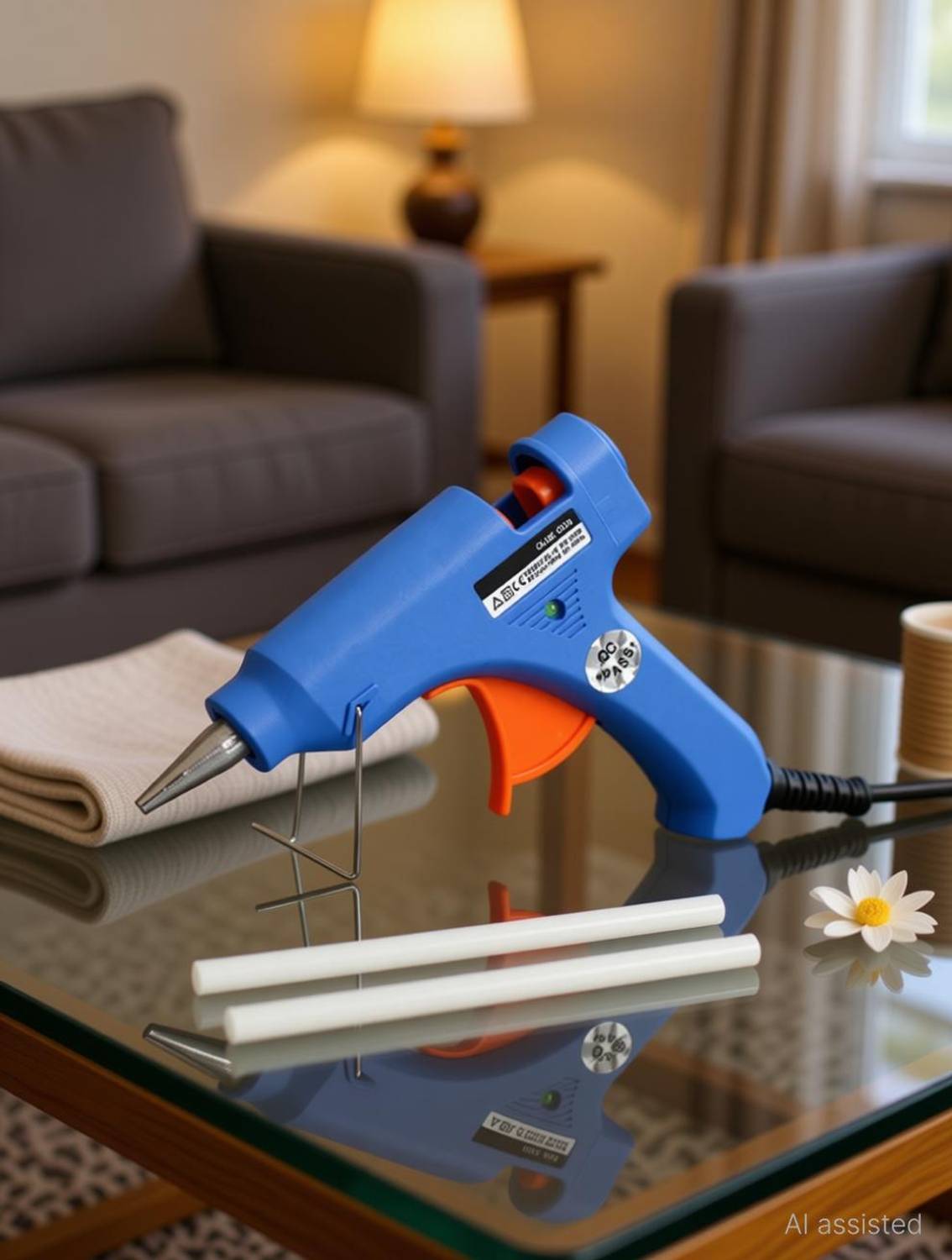bandook mini Hot Melt Glue Gun- 20W with On/Off Switch, LED Indicator and 4 Adhesive Milky Glue Sticks for Art & Craft and General Repairs Standard Temperature Corded Glue Gun
