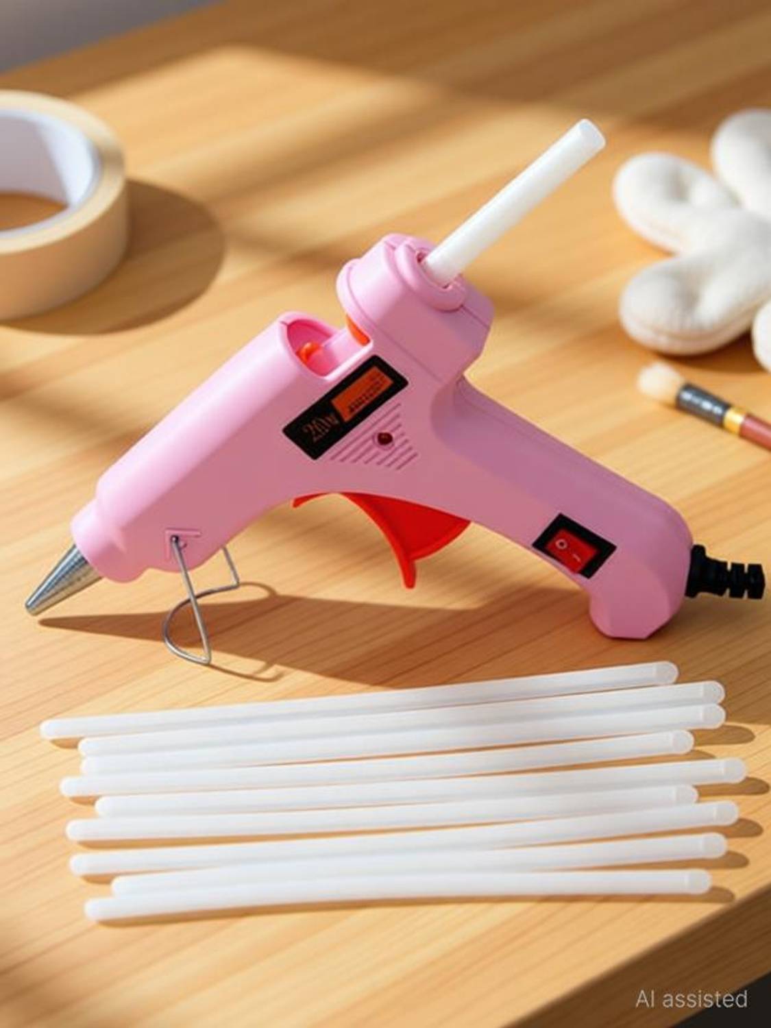 CHHAVI ENTERPRISES PINK 20W 20WATT WITH 10 TRANSPARENT GLUE STICKS Standard Temperature Corded Glue Gun
