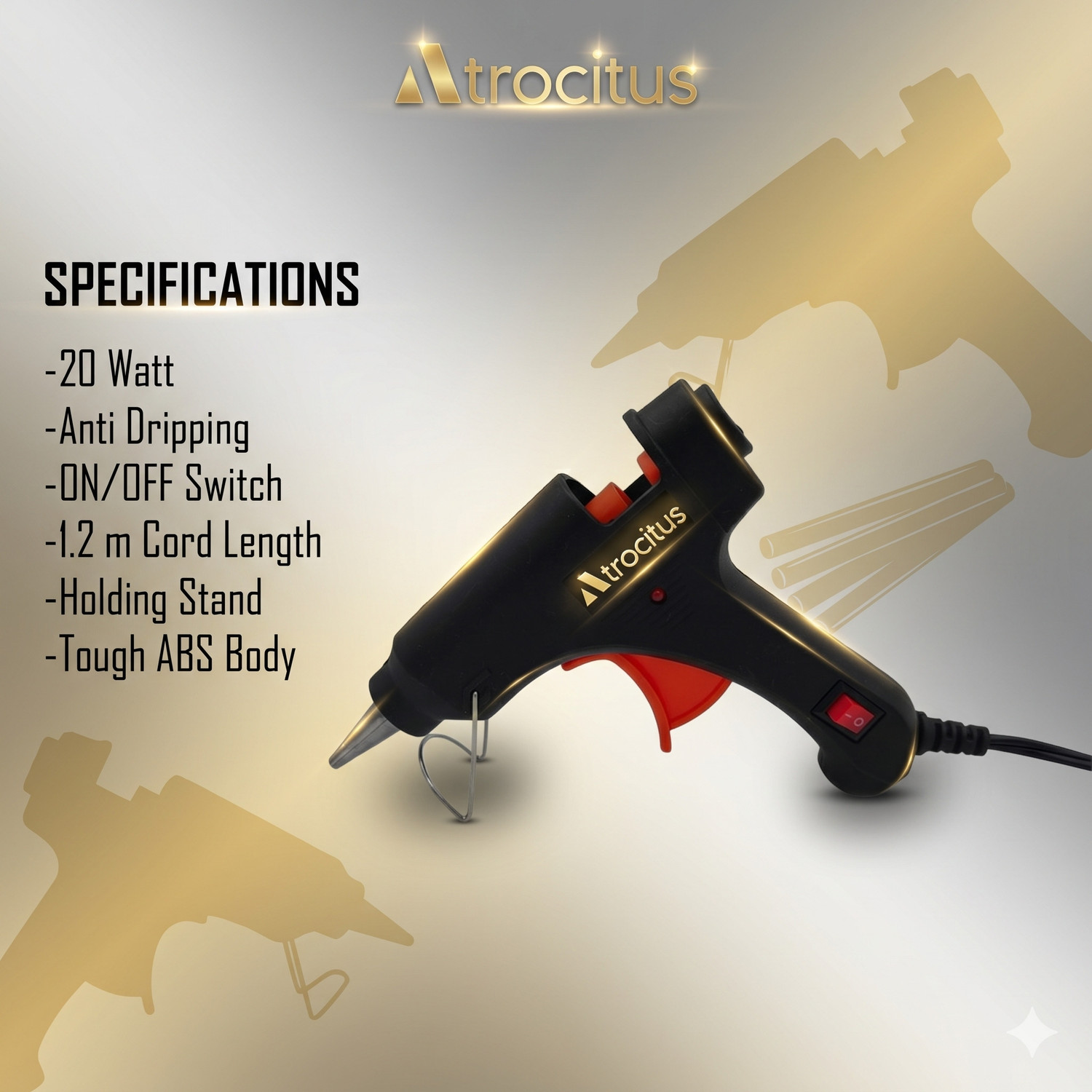 Image of Atrocitus 20W Mini Glue Gun With 50Pcs Glue Stick for DIY Home Craft,Art Standard Temperature Corded Glue Gun