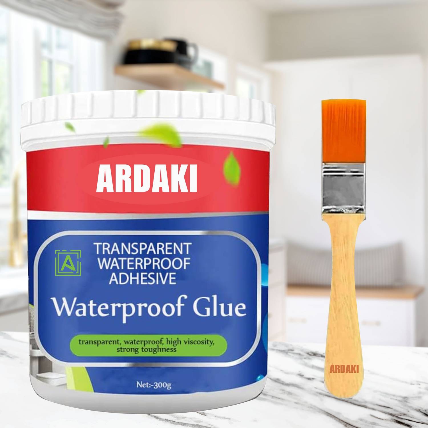 ARDAKI Crack Seal Glue 300ml – Transparent Waterproof Leak Repair Adhesive with Brush Glue