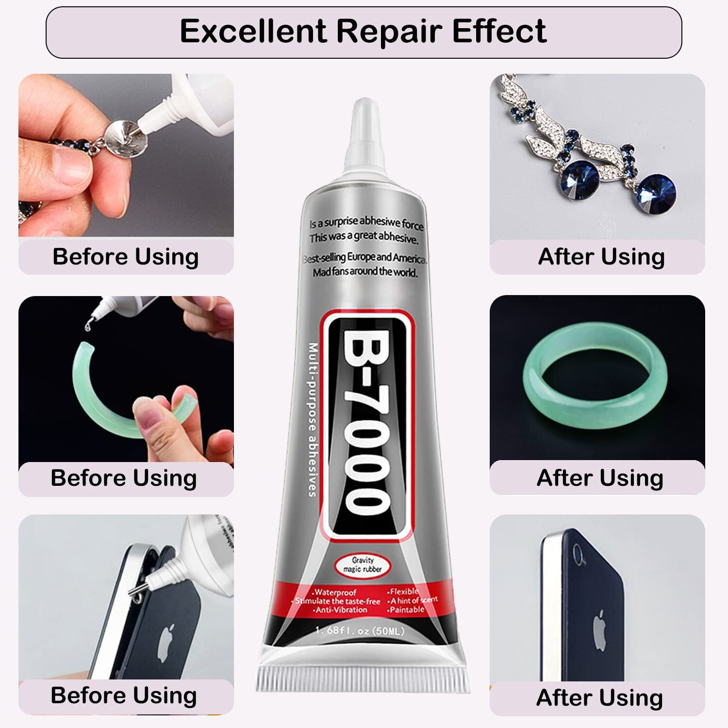 Image of Fibly B7000 Multi-Purpose Adhesive Glue (50ml) for DIY, Jewelry & Phone Repair Glue