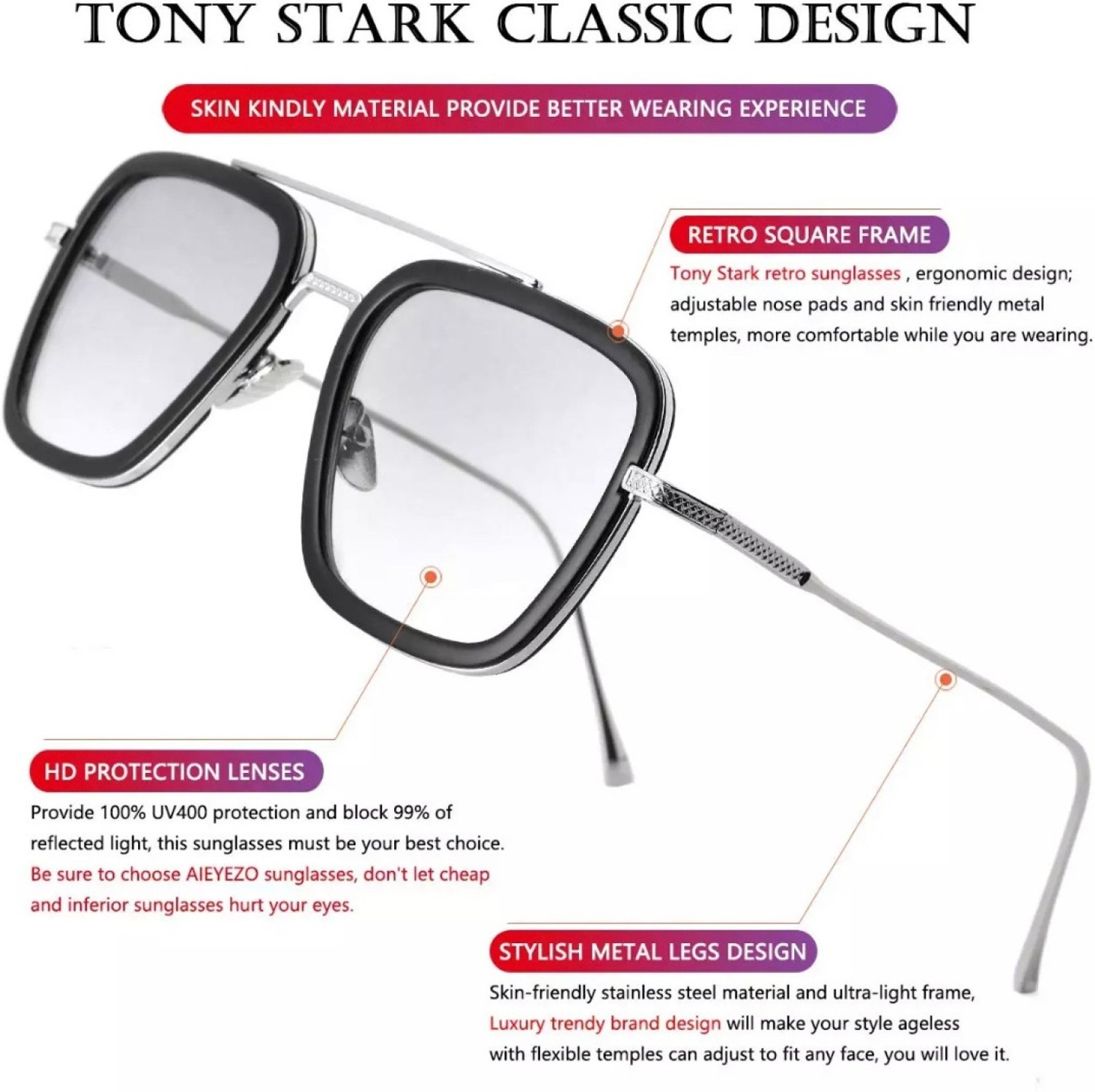 Image of Being Better Full Rim Square Anti Glare & Blue Cut Computer Glass For Men & Women Safety Goggles