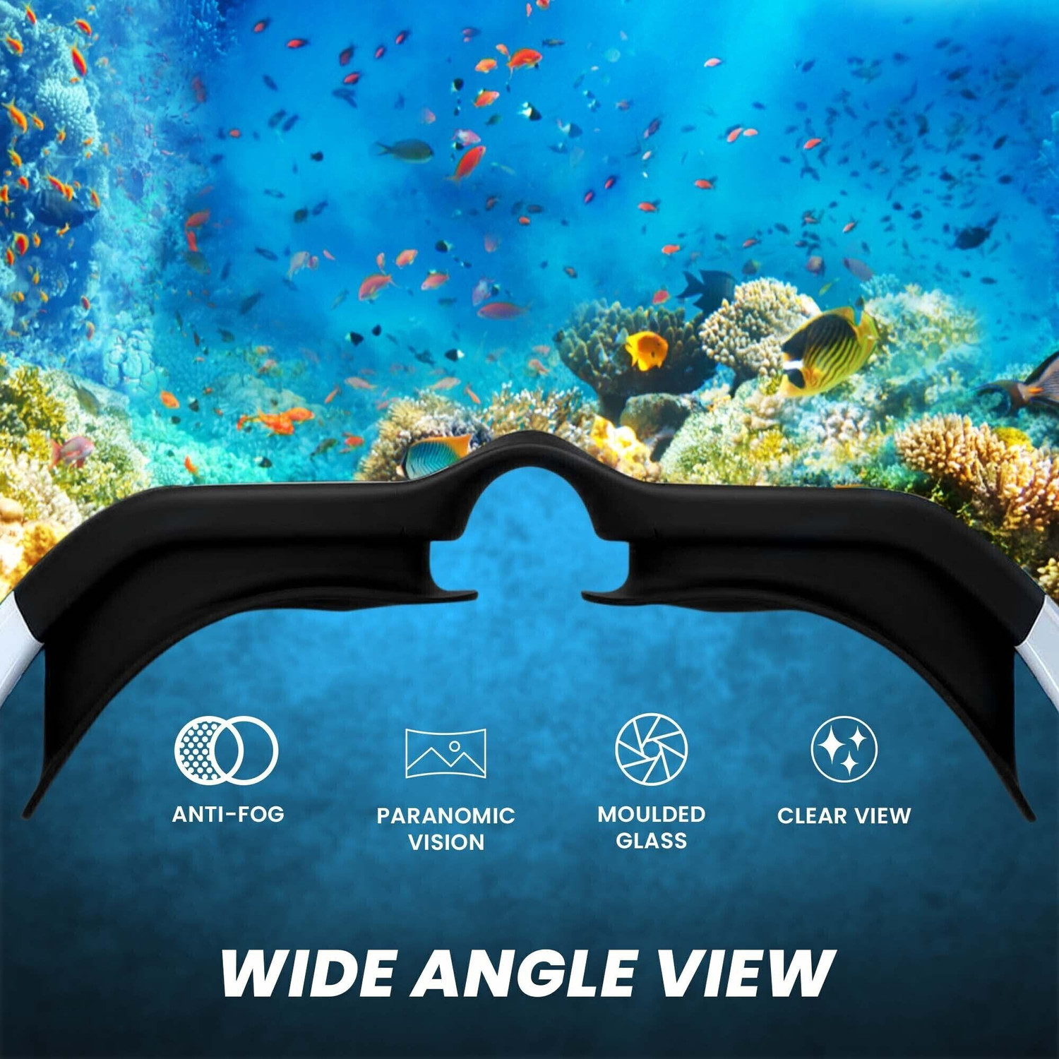 Image of BIONFIT Mirrored Wide-Vision Anti-Fog Swimming Goggles with UV Protection, Men & Women Swimming Goggles