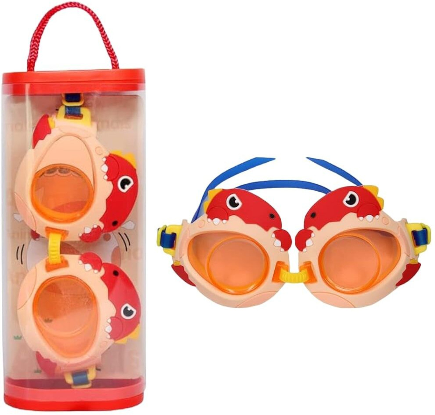 Image of SAINI AND SONS Kids Swim Goggles - Anti-Fog, Anti-UV, Cartoon Design, for Ages 4-16 (Orange) Swimming Goggles