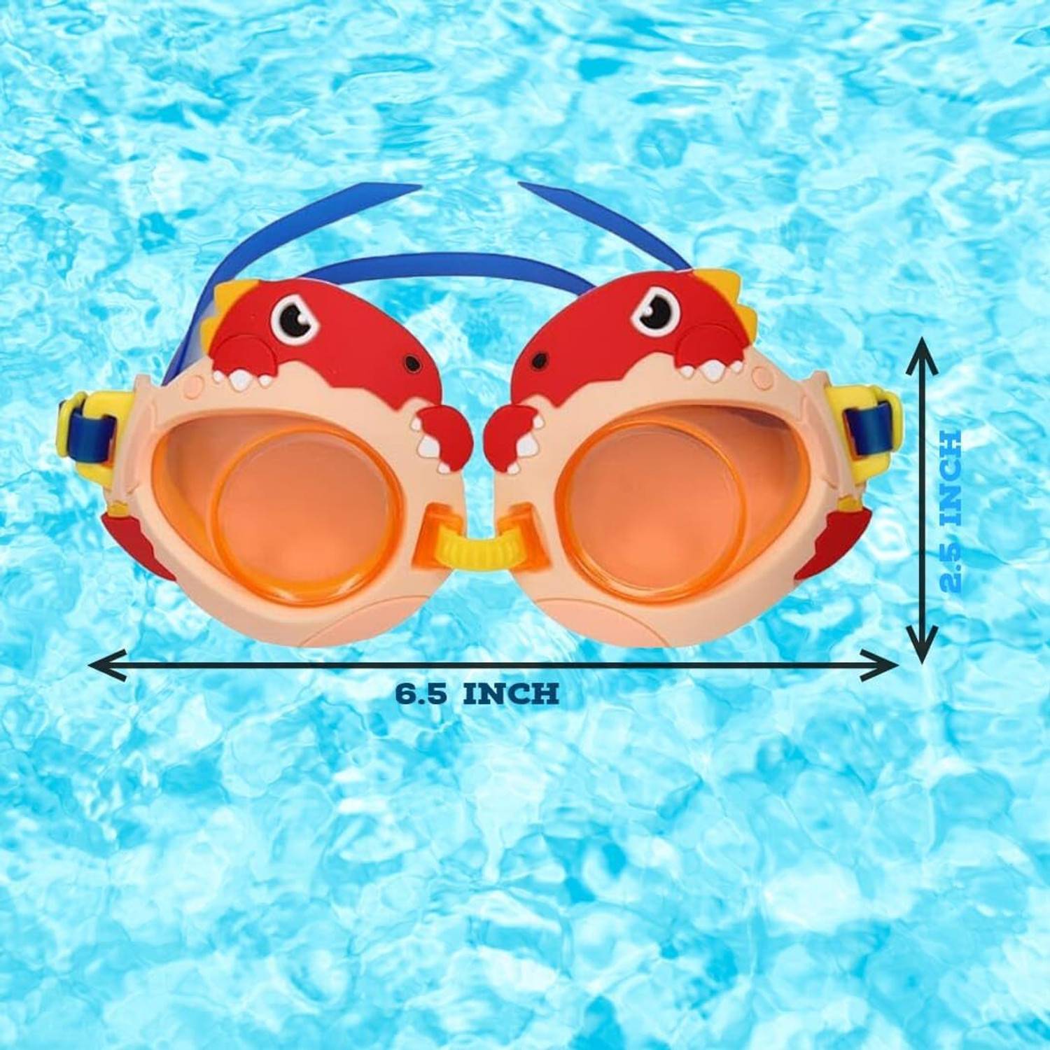 Image of SAINI AND SONS Kids Swim Goggles - Anti-Fog, Anti-UV, Cartoon Design, for Ages 4-16 (Orange) Swimming Goggles