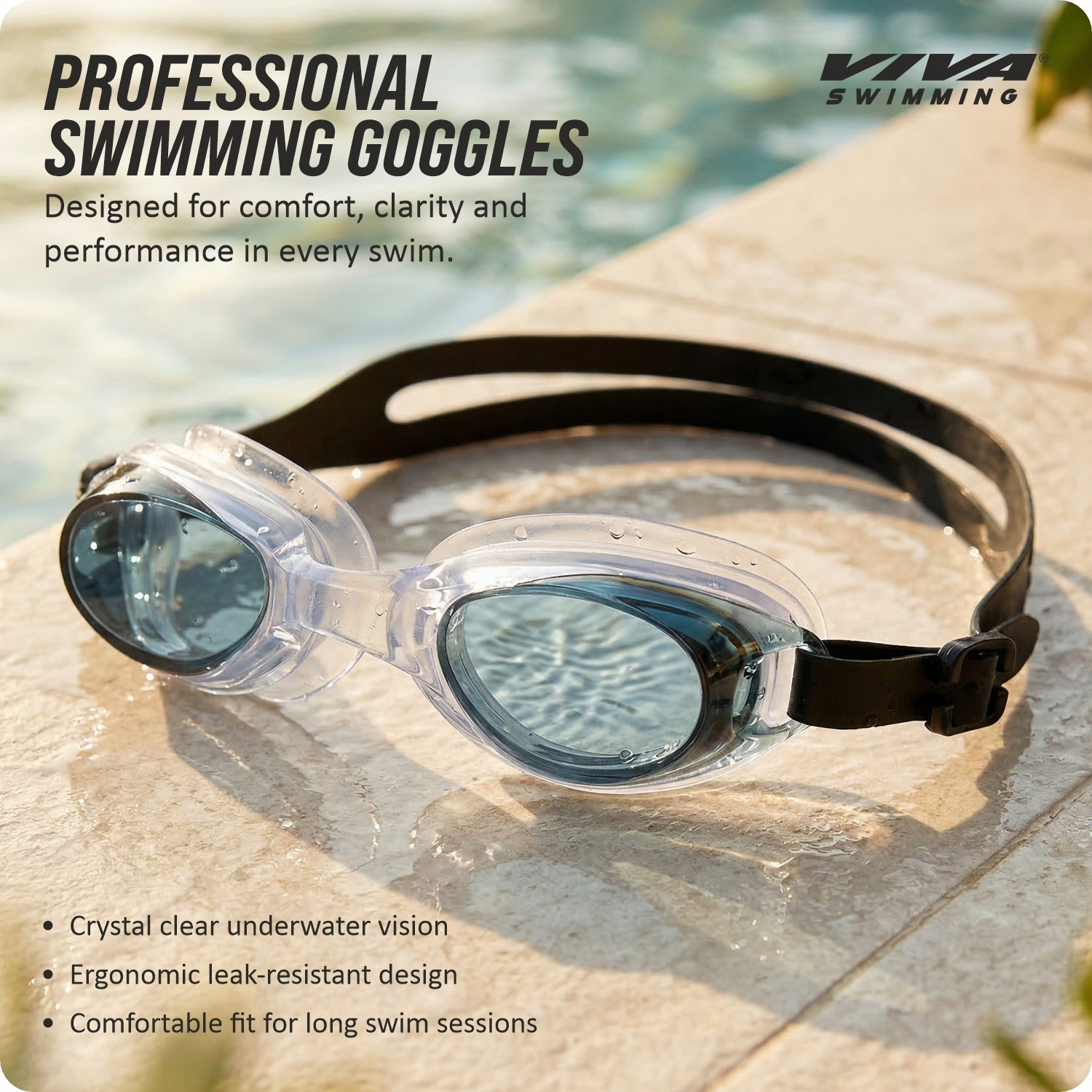 Image of VIVA SWIMMING VIVA-3600 Adjustable Strap, UV Protection, Antifog Swimming Goggles Men & Women Swimming Goggles