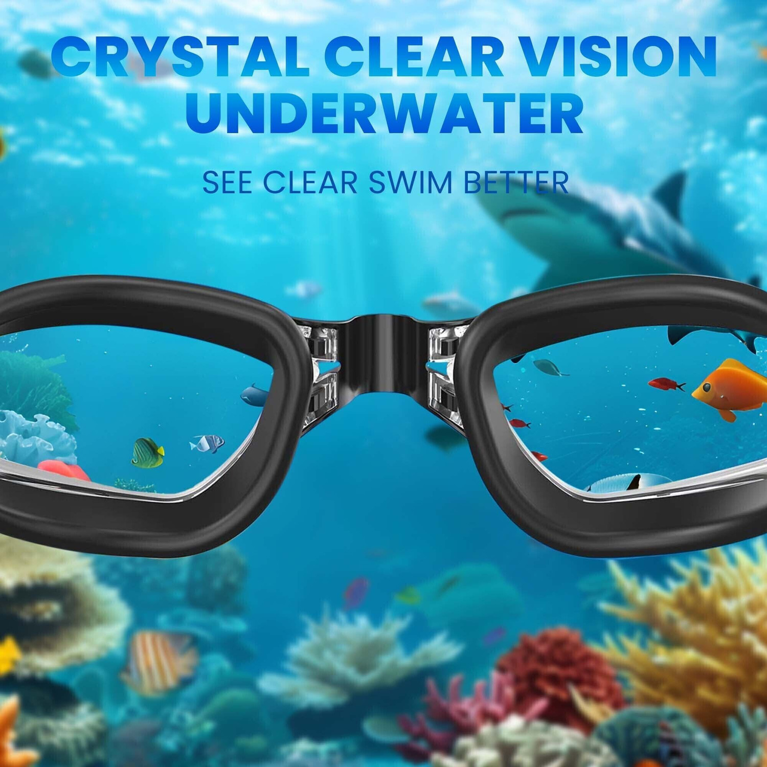 Image of BIONFIT Mirrored Wide-Vision Anti-Fog Swimming Goggles with UV Protection, Men & Women Swimming Goggles
